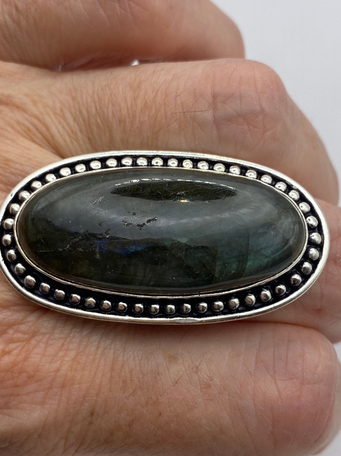 Vintage Rainbow Labradorite Statement Ring