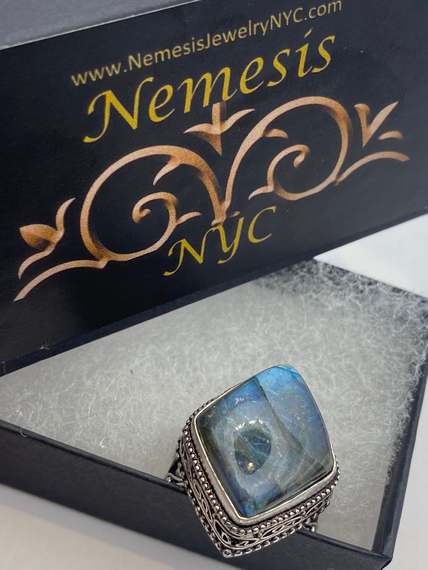 Vintage Rainbow Labradorite Statement Ring