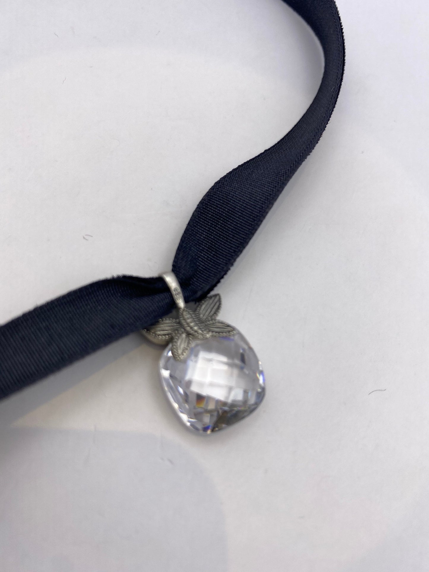 Vintage 925 Sterling Silver Clear Crystal Marcasite Choker Necklace