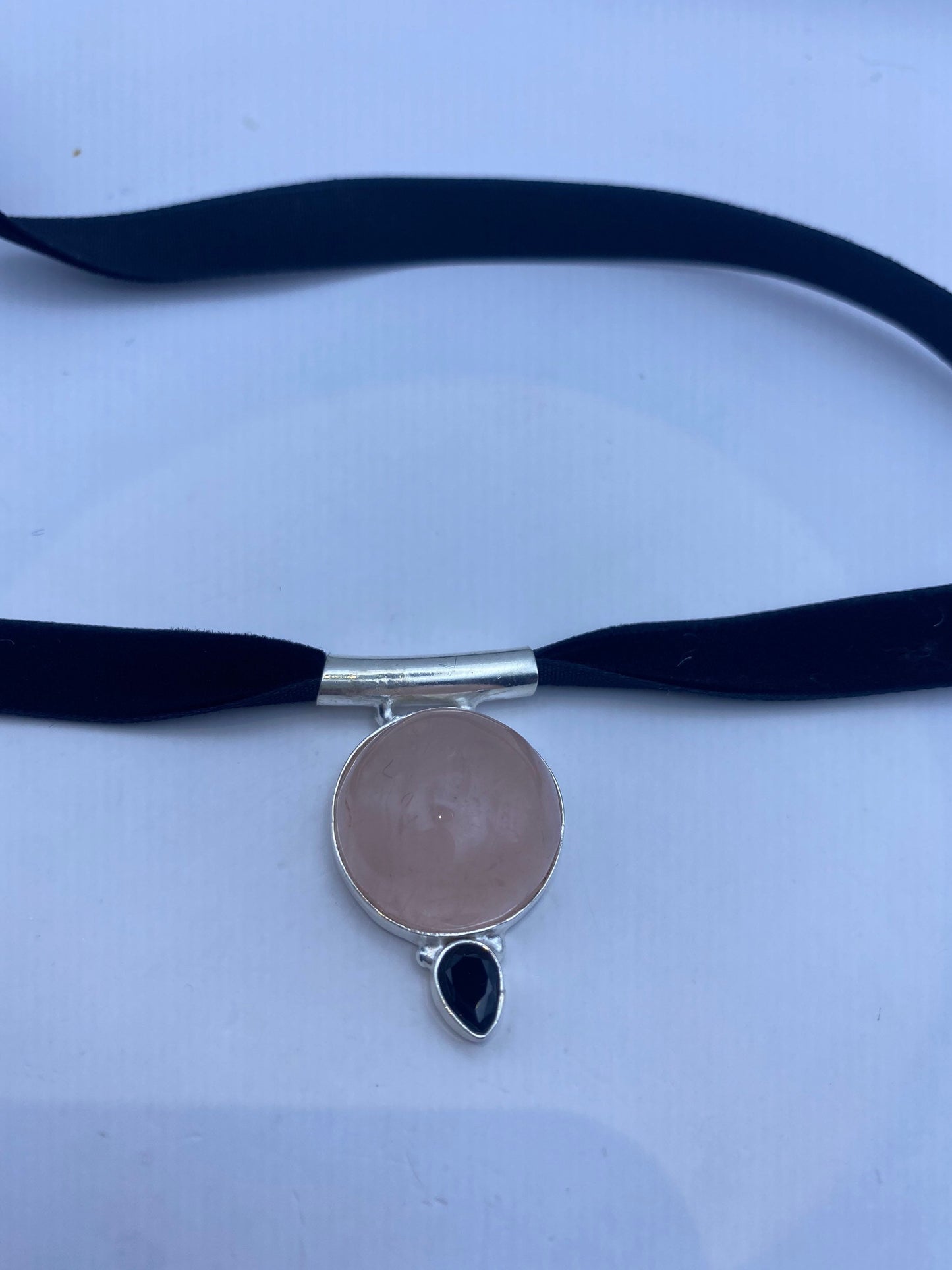 Vintage Antique Pink Rose Quartz Choker Necklace