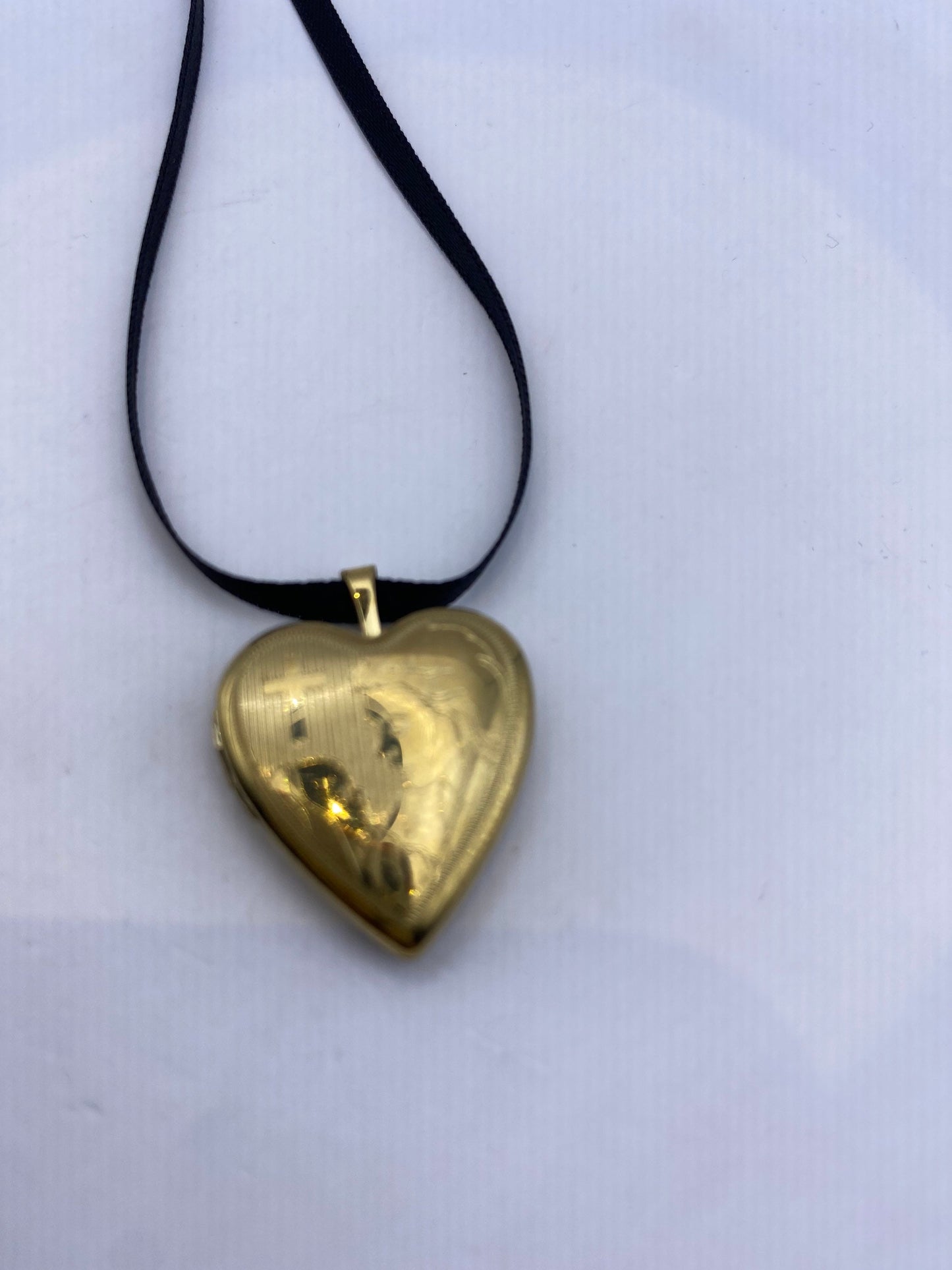 Vintage Gold Filled Heart Locket Choker | Engraved Religious Charm