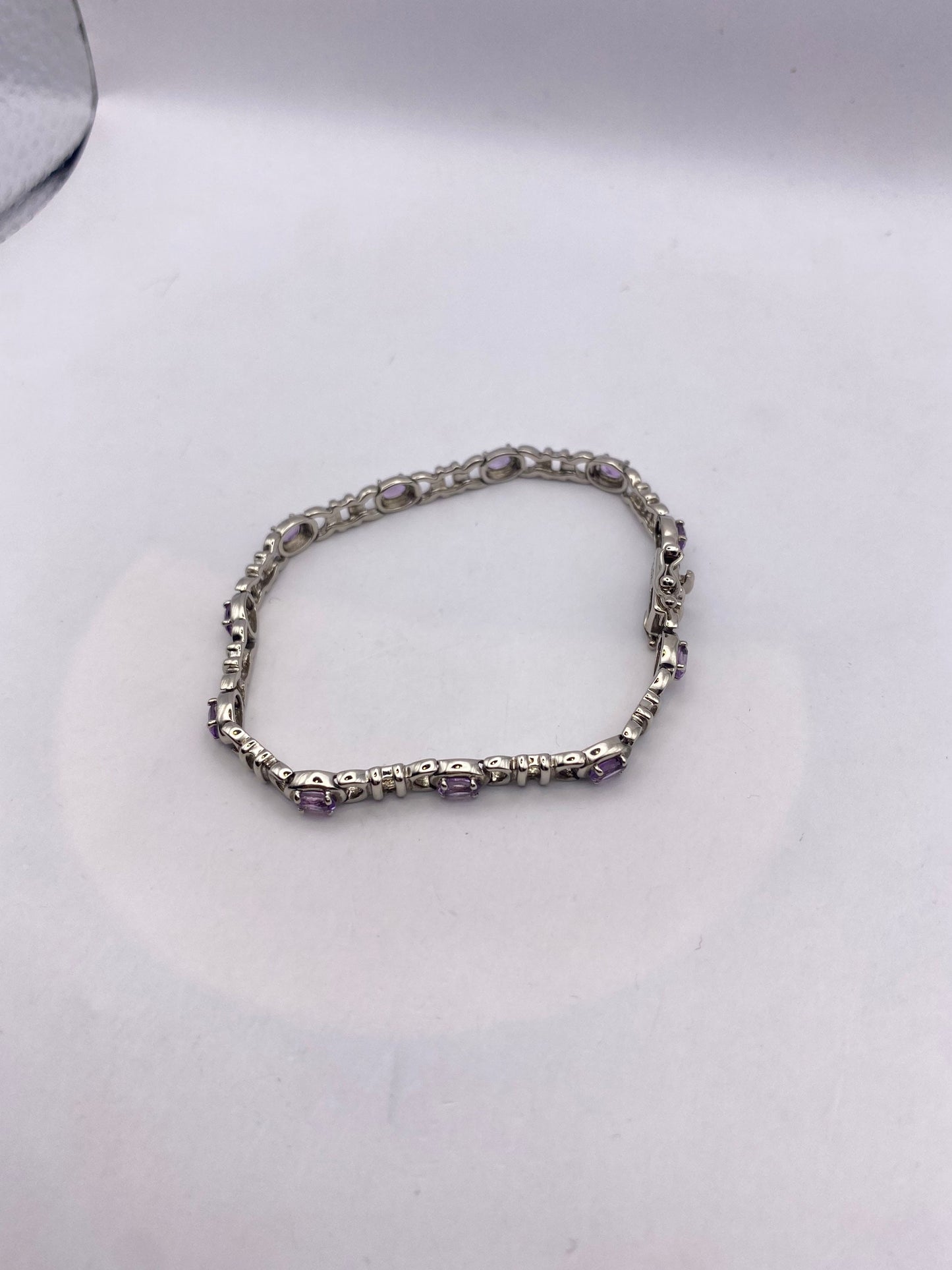 Vintage Purple Amethyst Tennis Bracelet in 925 Sterling Silver