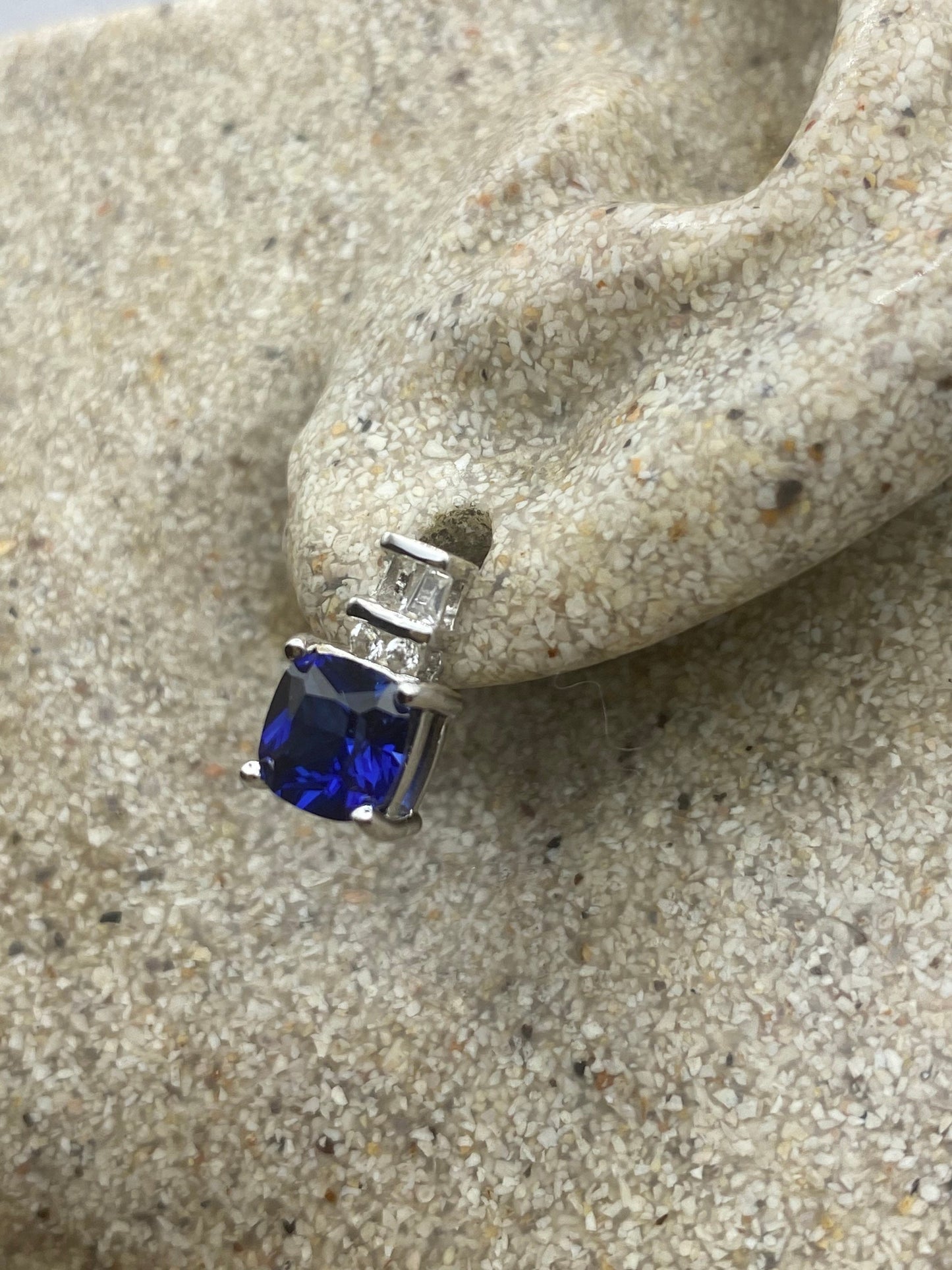 Vintage Blue Iolite Earrings Sterling Silver