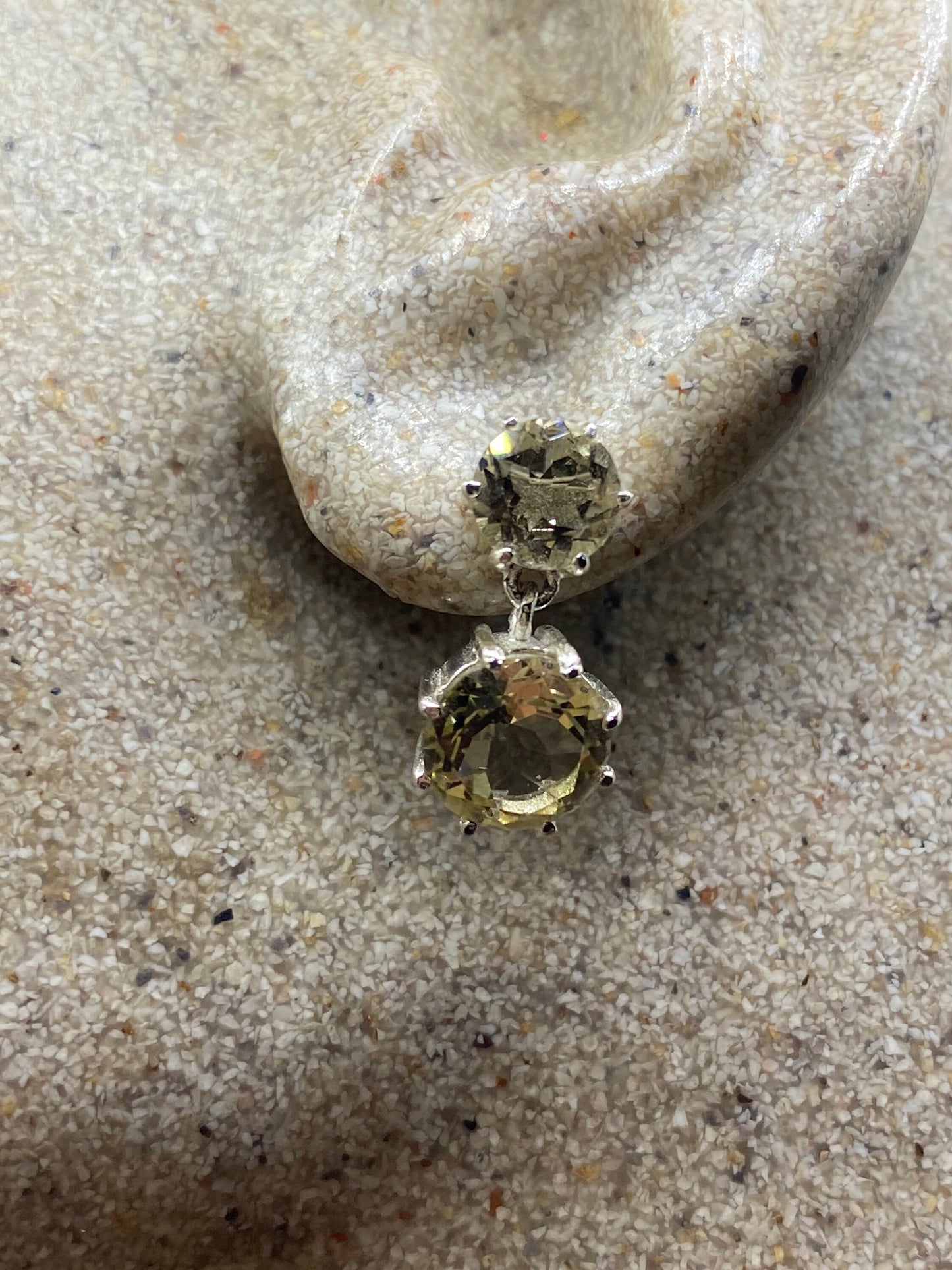 Vintage Genuine Citrine Gemstone 925 Sterling Silver Drop Earrings