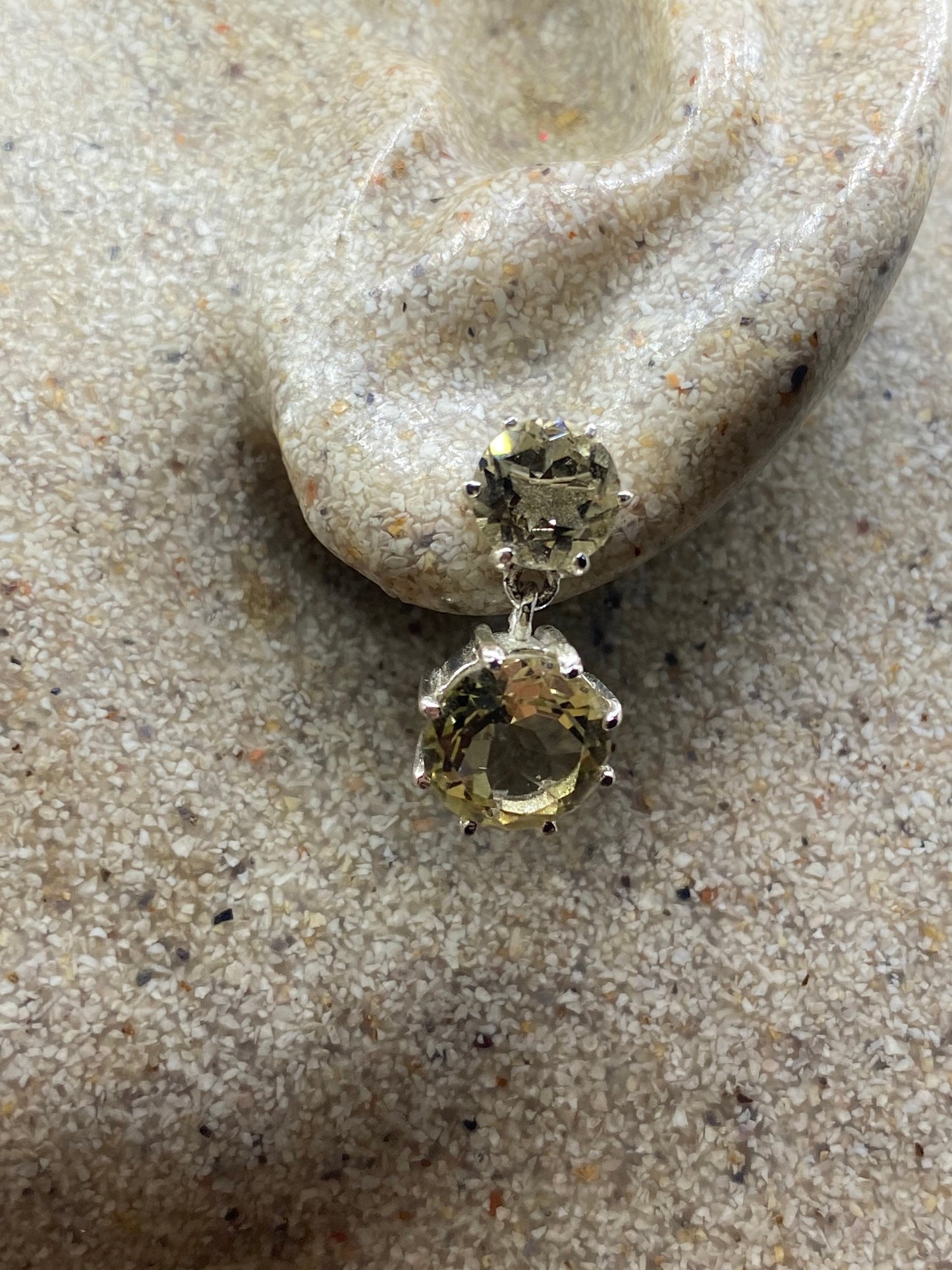 Vintage Genuine Citrine Gemstone 925 Sterling Silver Drop Earrings