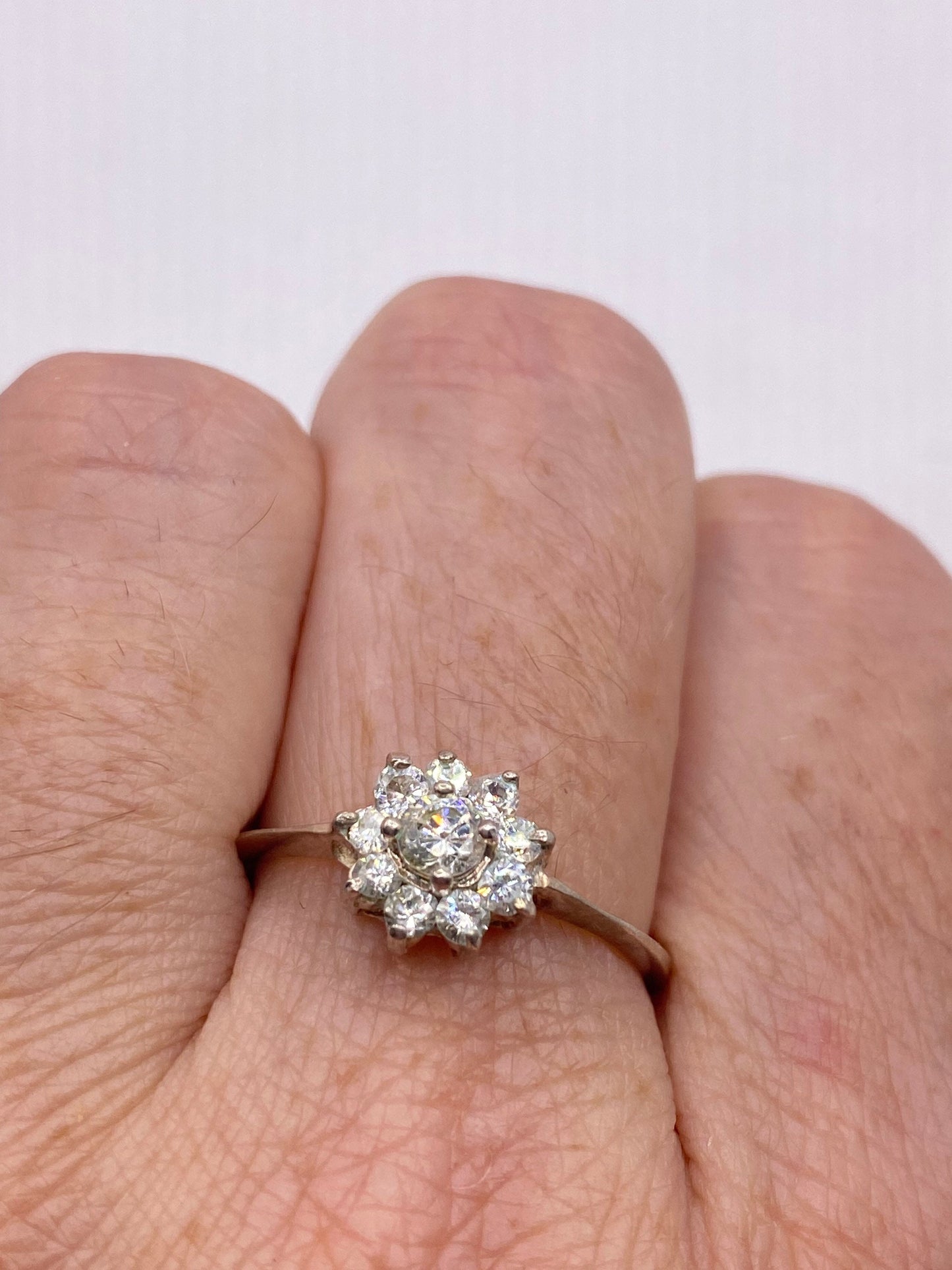 Vintage Eternity Flower 925 Sterling Silver Wedding Ring