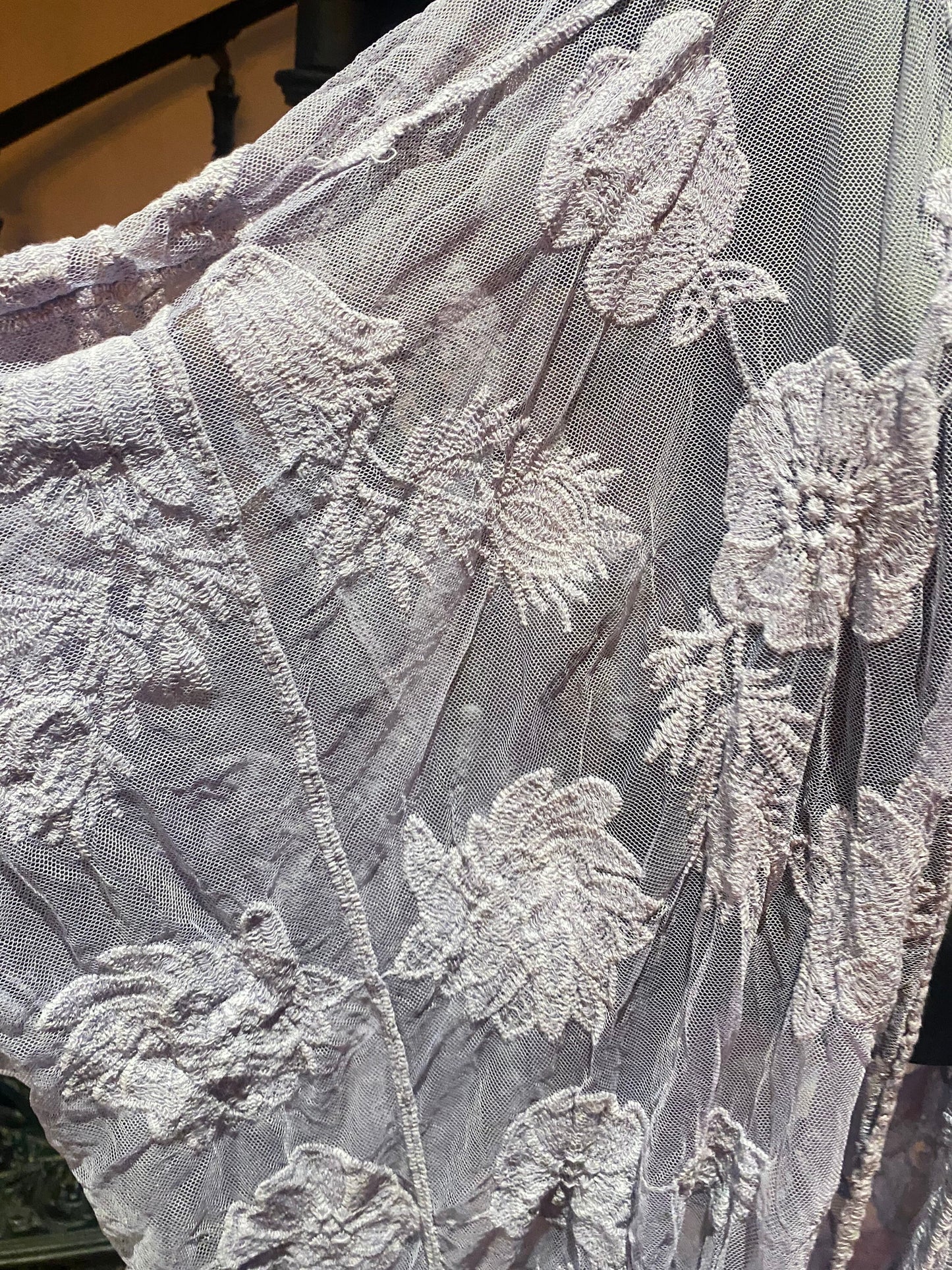 Lace Kimono Jacket Vintage Style Periwinkle Blue Embroidered wrap