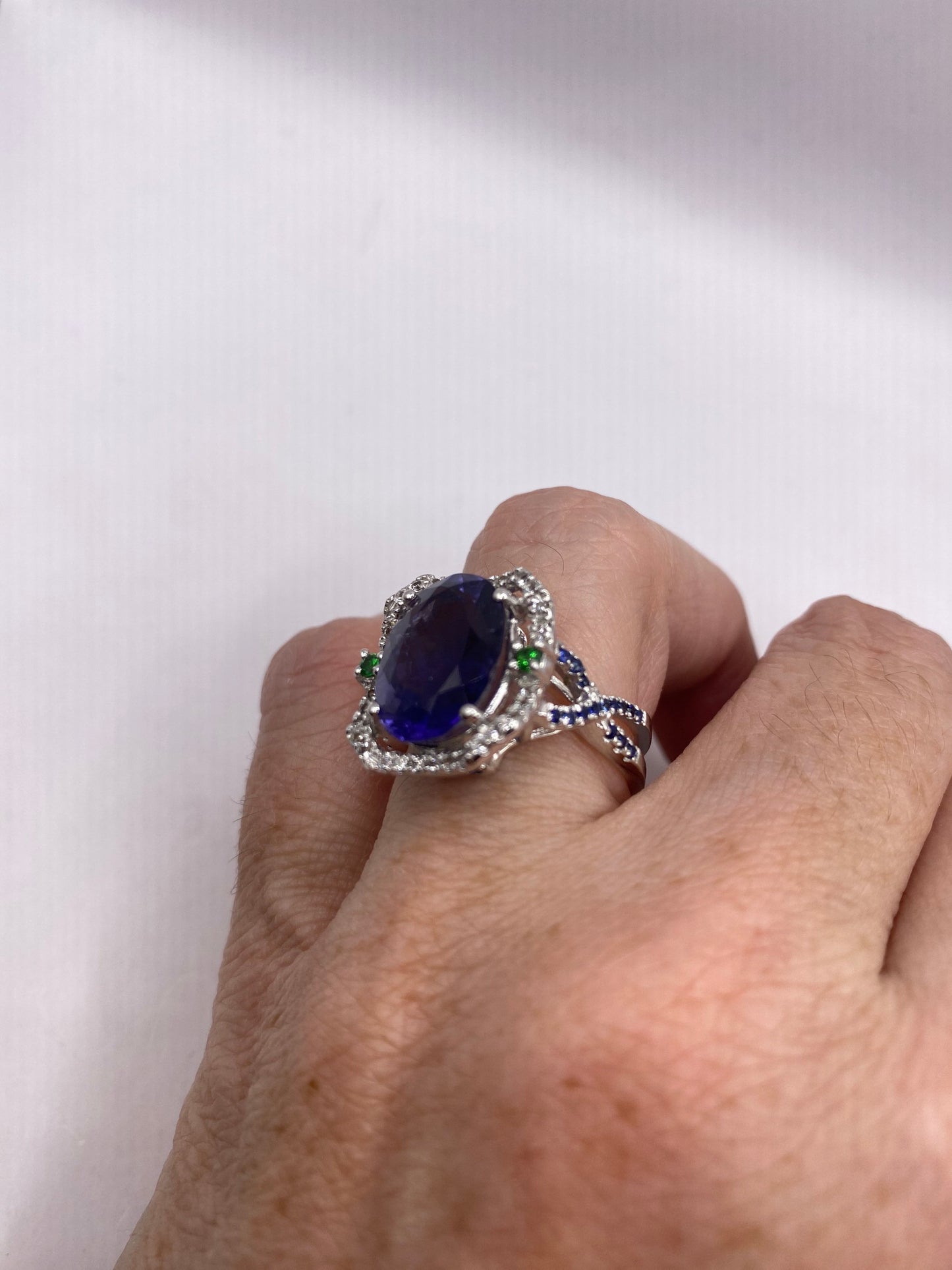 Vintage Blue Iolite 925 Sterling Silver Ring