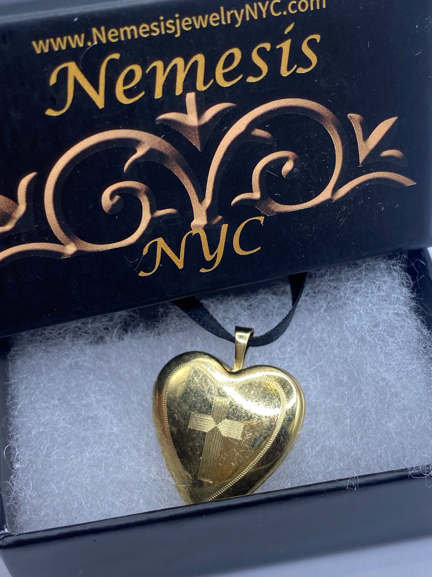 Vintage Gold Locket | Tiny Heart 9k Gold Filled Pendant Photo Memory Charm Engraved Cross | Choker Necklace