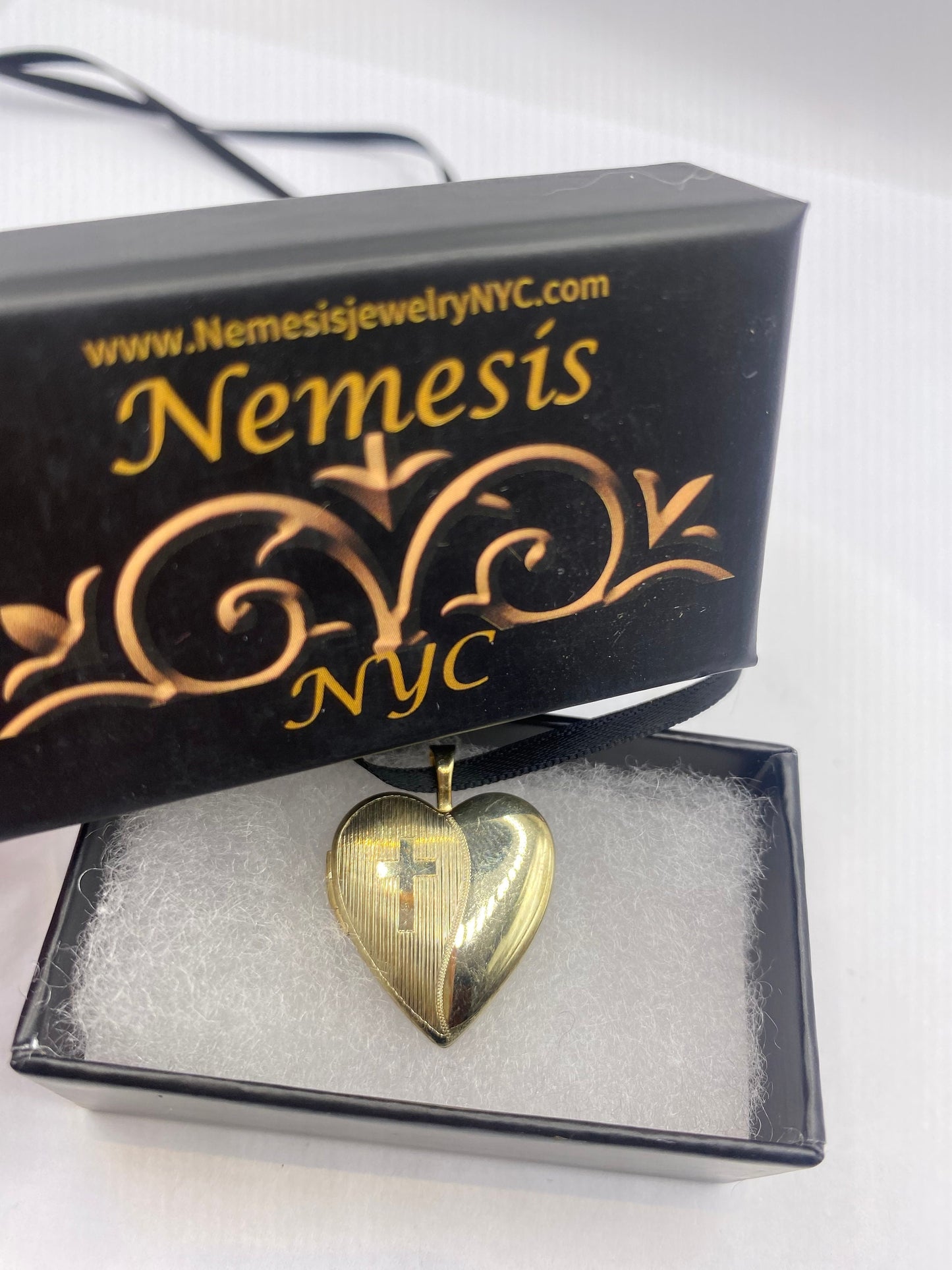Vintage Gold Filled Heart Locket Choker | Engraved Cross Pendant