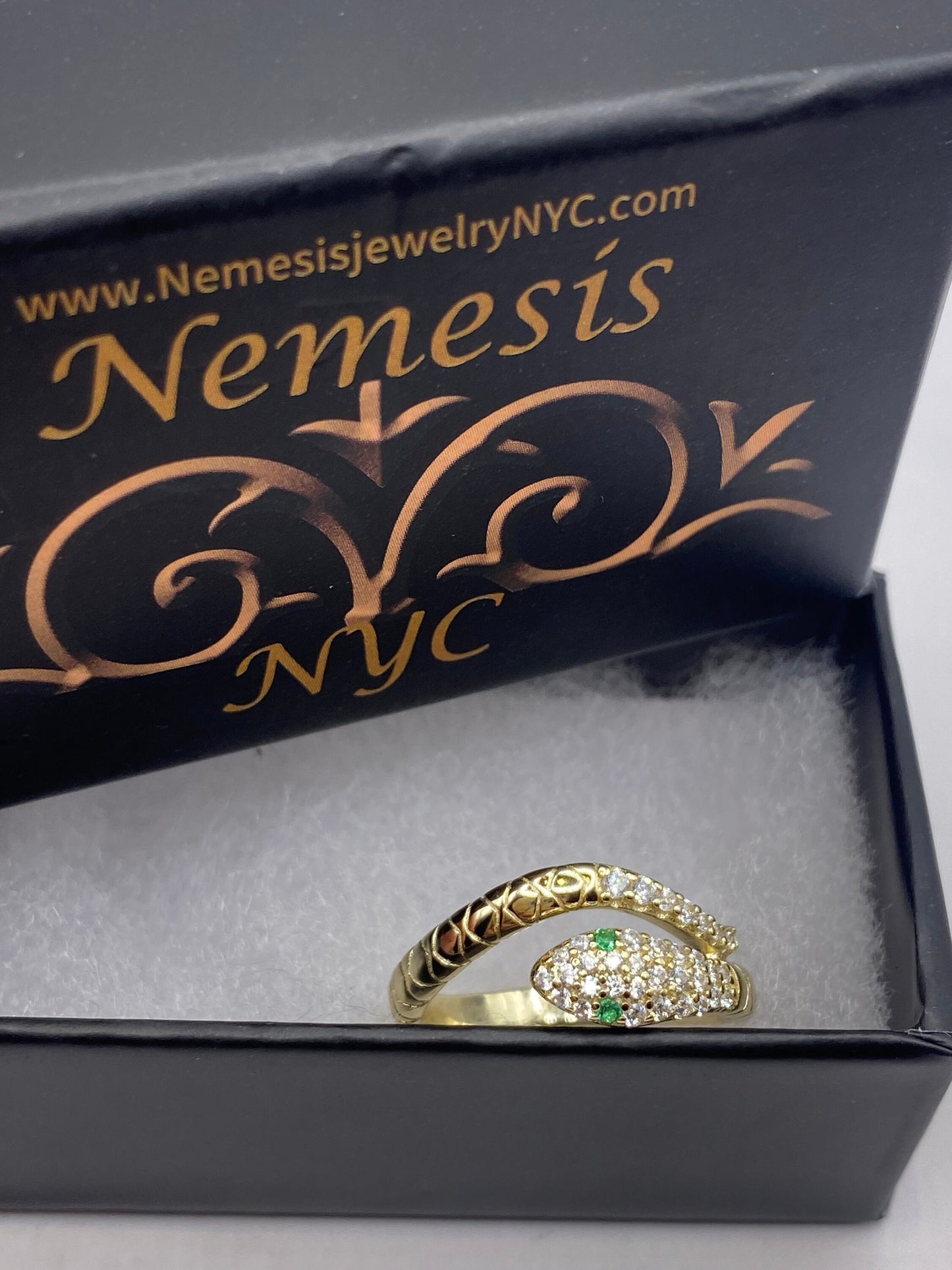 Vintage Sterling Silver Adjustable Crystal Snake Ring