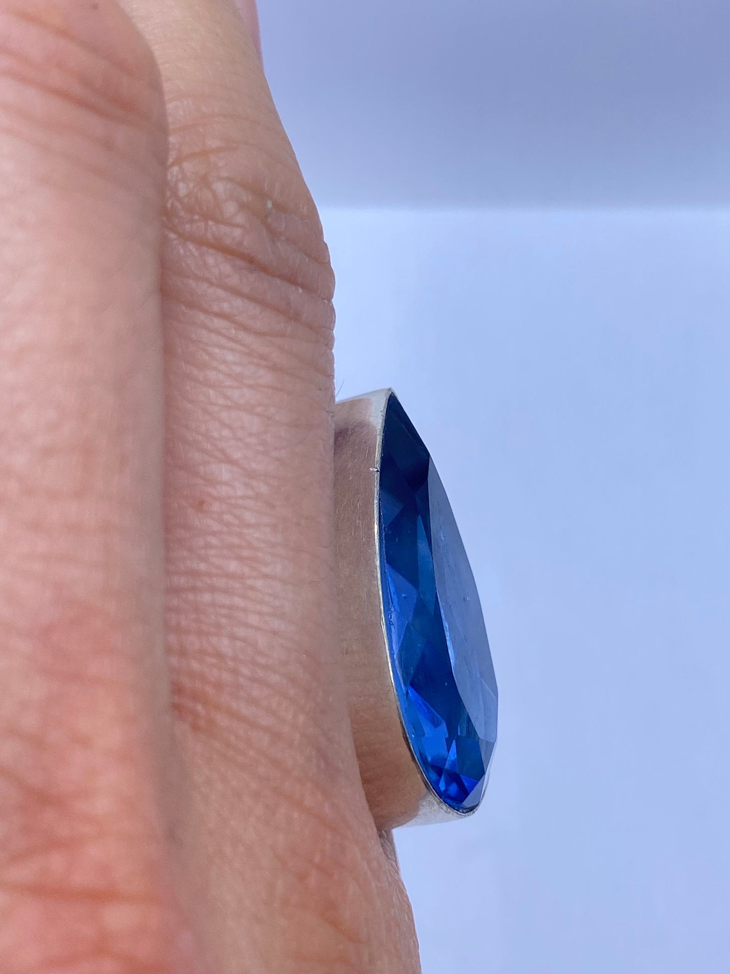 Vintage Aqua Blue Volcanic Art Glass Ring