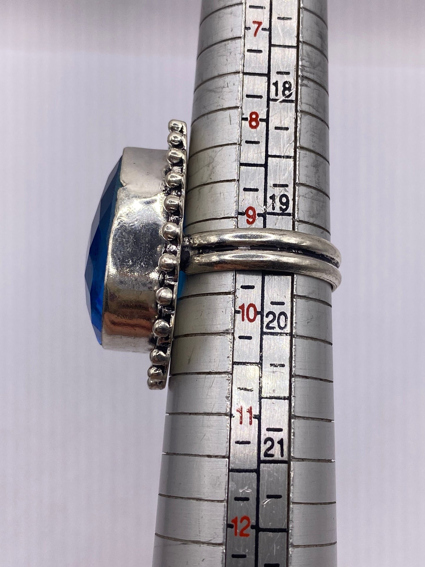 Vintage Aqua Blue Volcanic Art Glass Ring