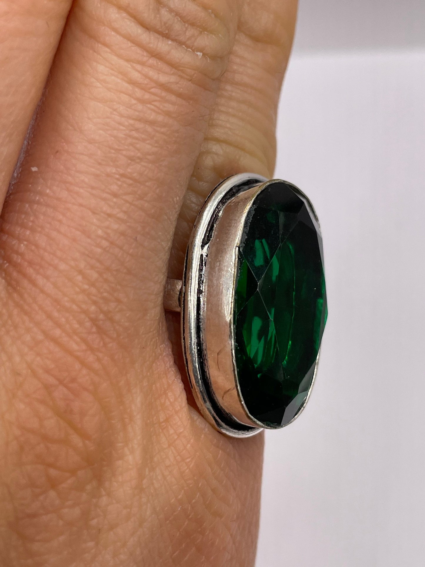 Vintage Green Antique Glass Cocktail Ring
