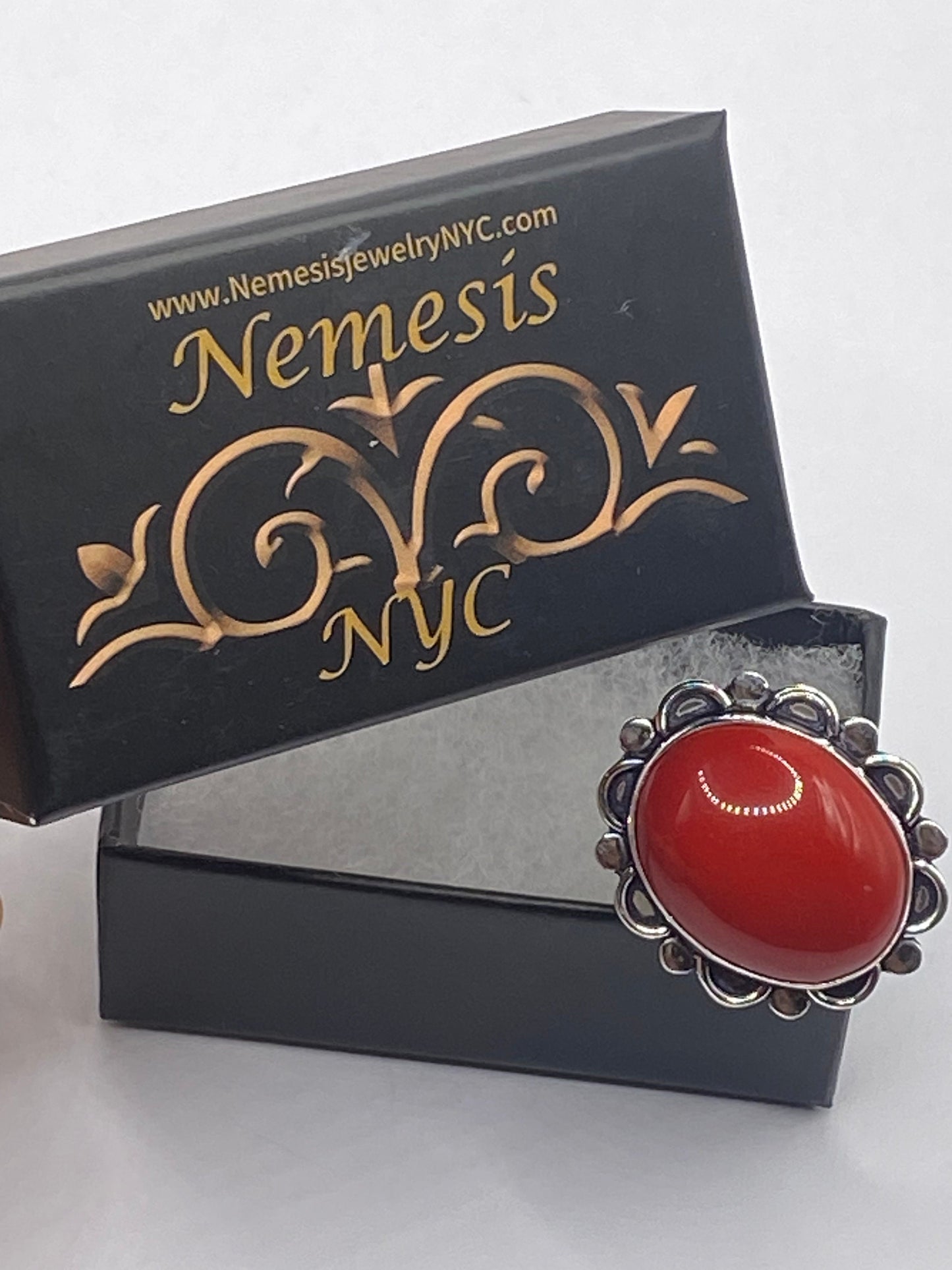 Vintage Carnelian White Bronze Statement Ring