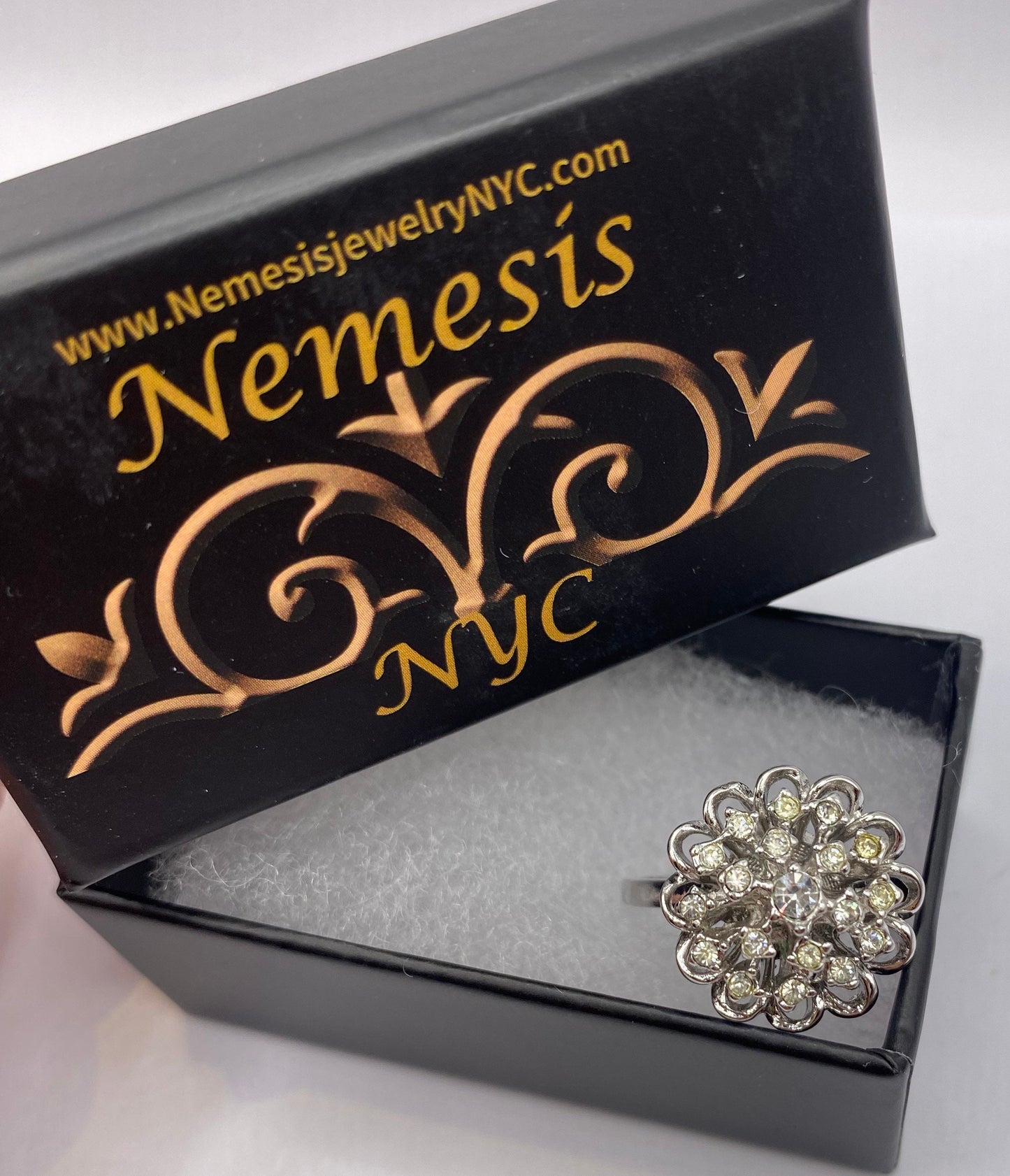 Vintage White Crystal Ring in 925 Sterling Silver
