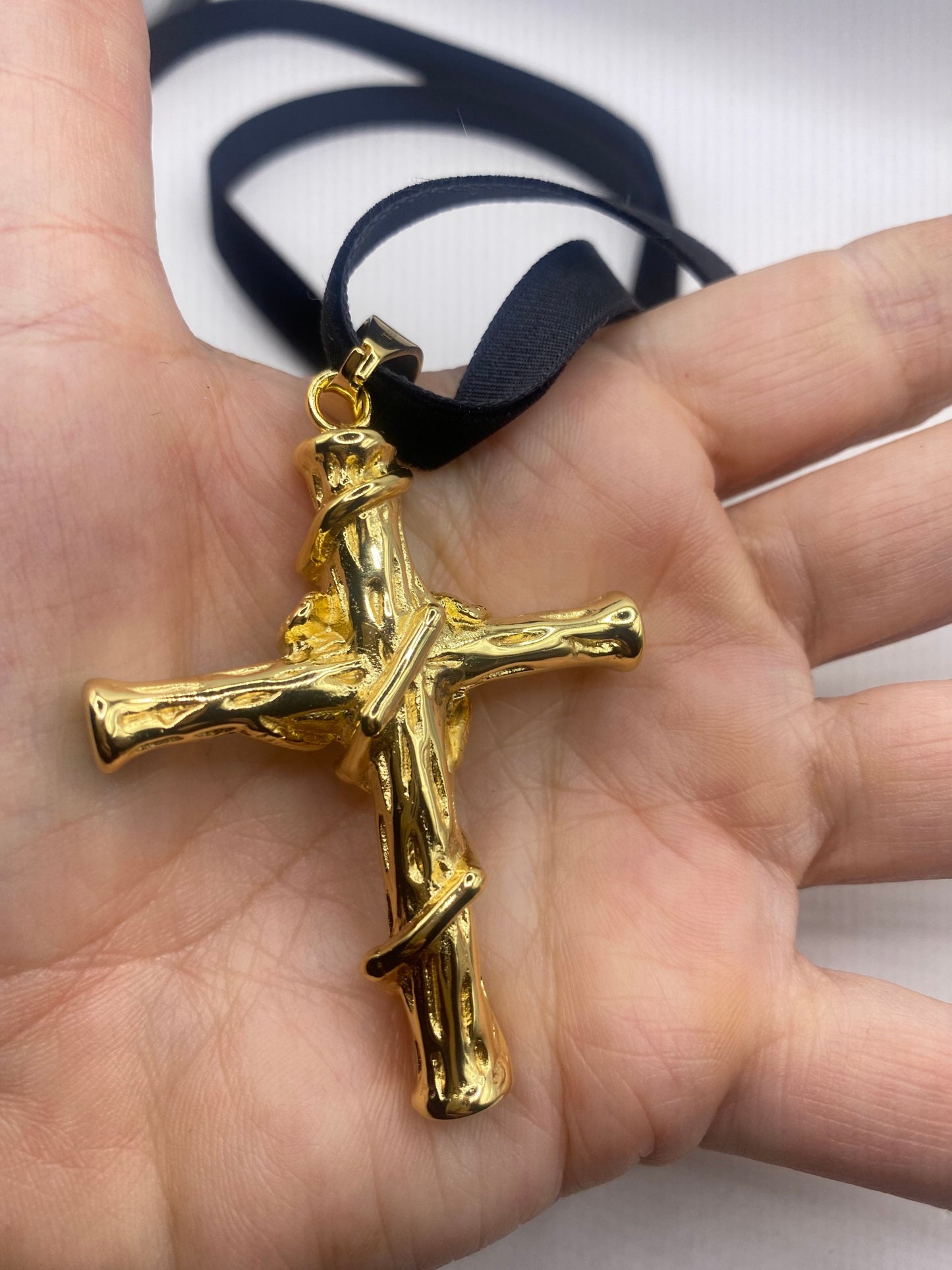 vintage Celtic Gold Stainless Steel Cross pendant necklace