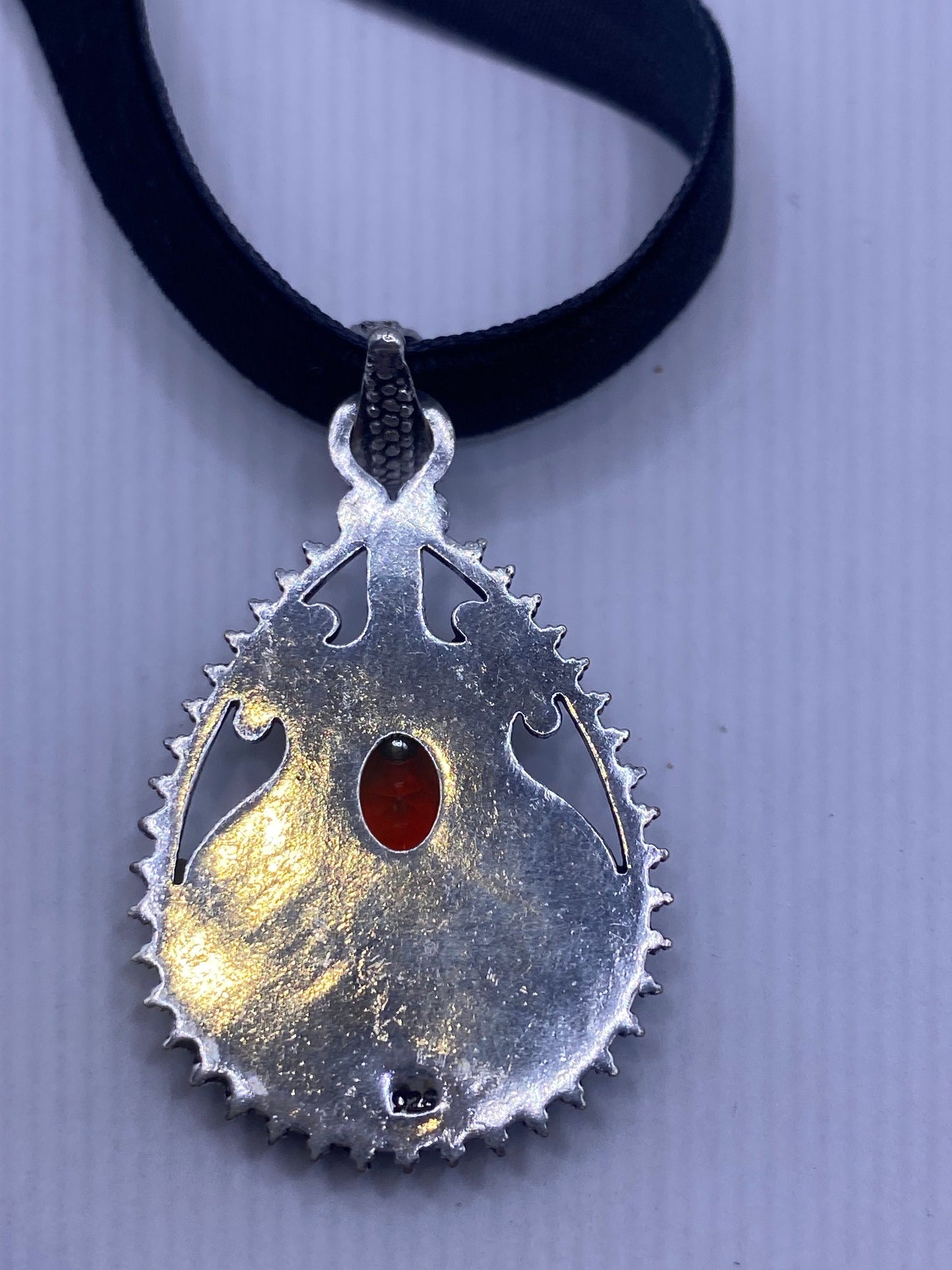 Vintage Red Glass Choker Silver Finished Necklace