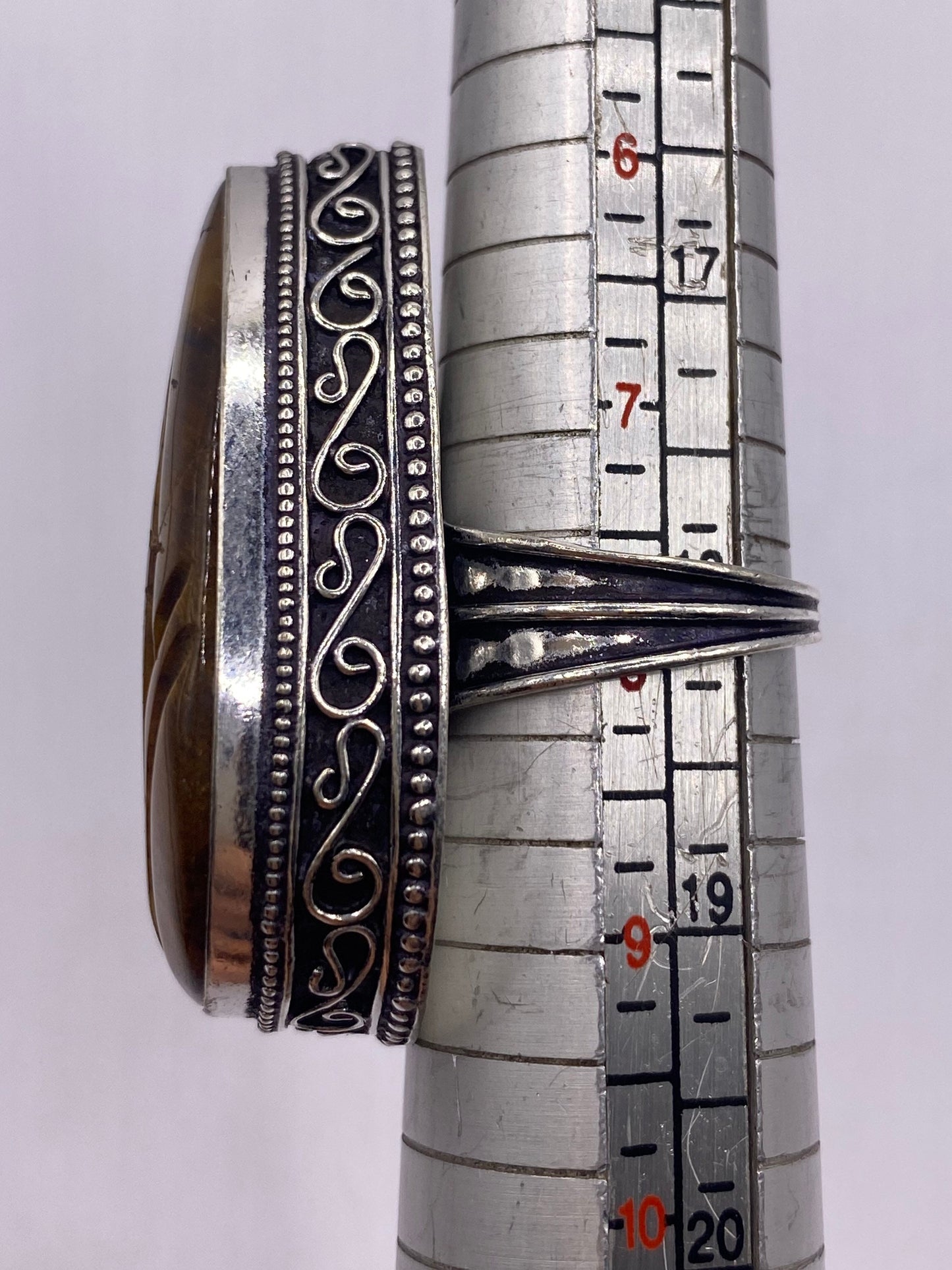 Vintage Tigers Eye Stone Silver Ring