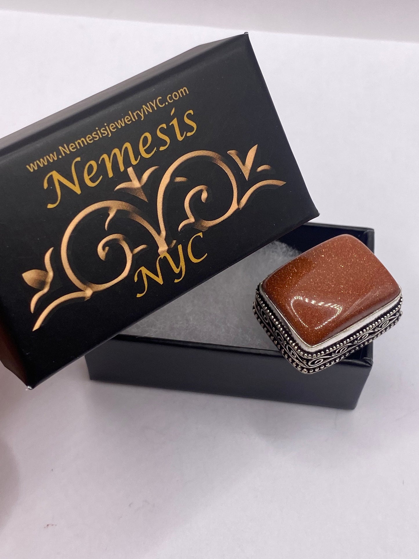 Vintage Goldstone Gold Sandstone Cocktail Ring