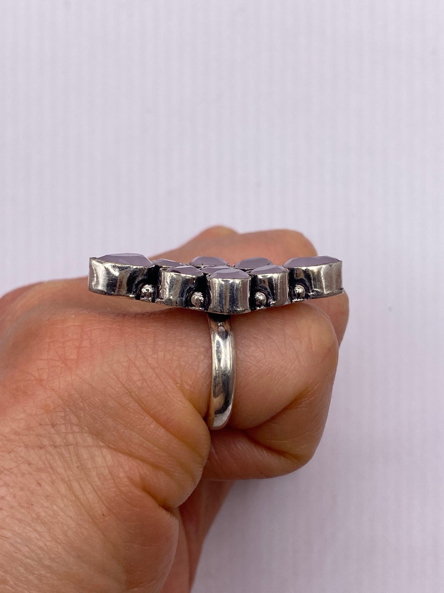 Vintage Rose Quartz Ring 925 Sterling Silver