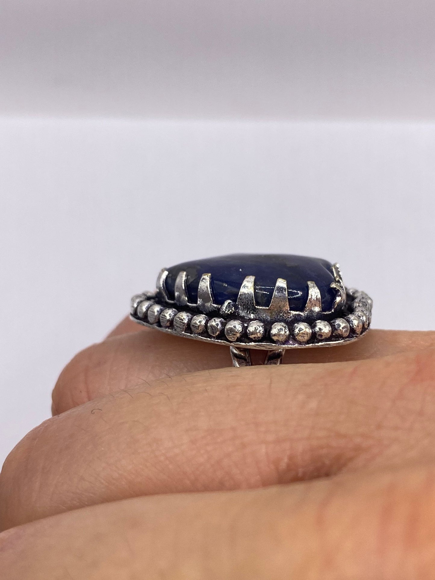 Vintage Blue Genuine Lapis Lazuli Heart Ring