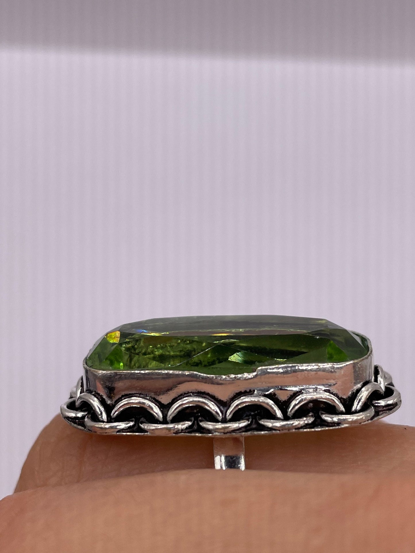Vintage Green Antique Glass Cocktail Ring