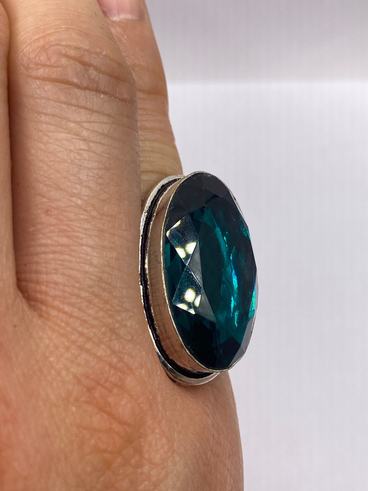 Vintage Green Antique Glass Cocktail Ring