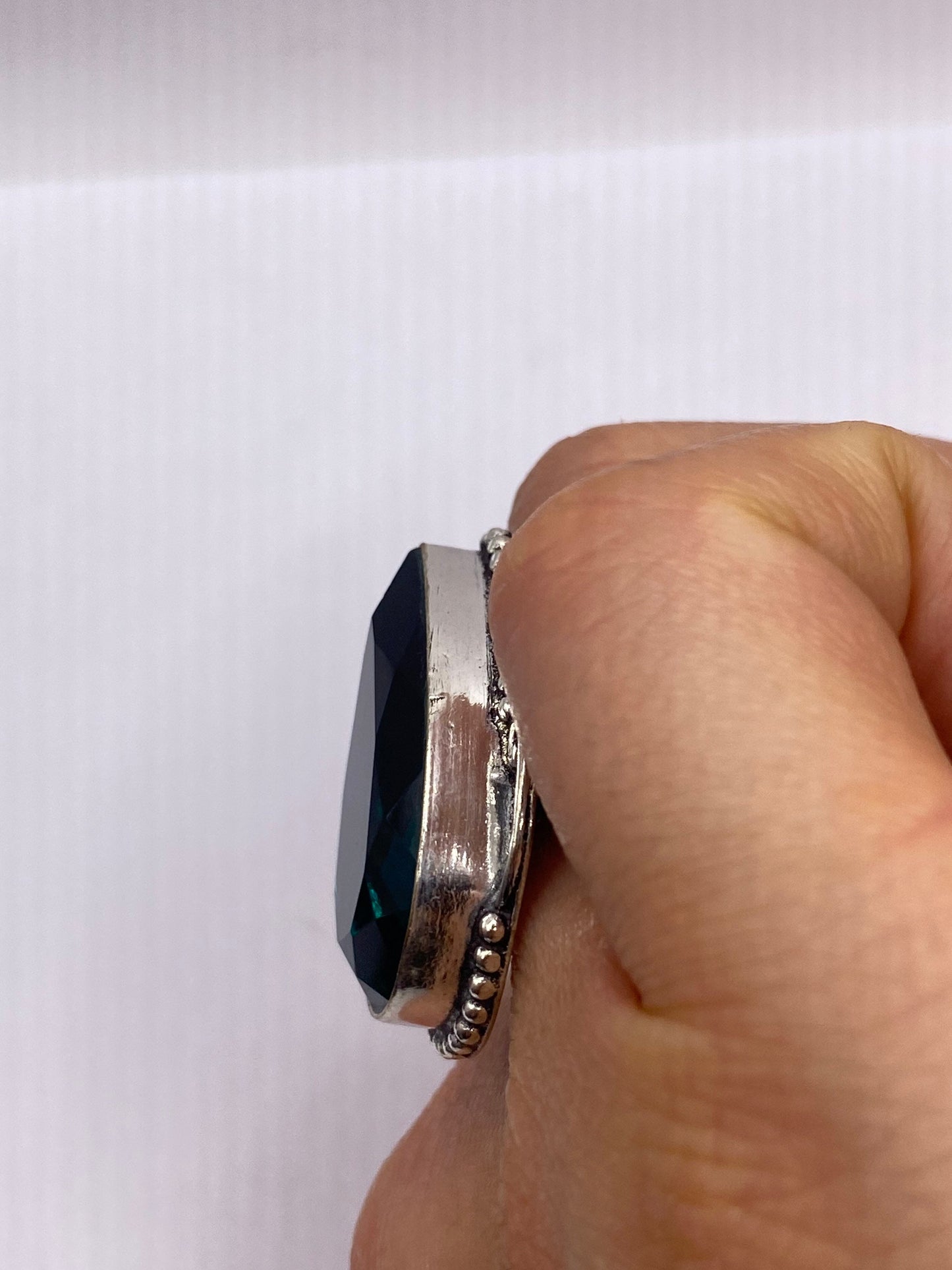 Vintage Green Antique Glass Cocktail Ring