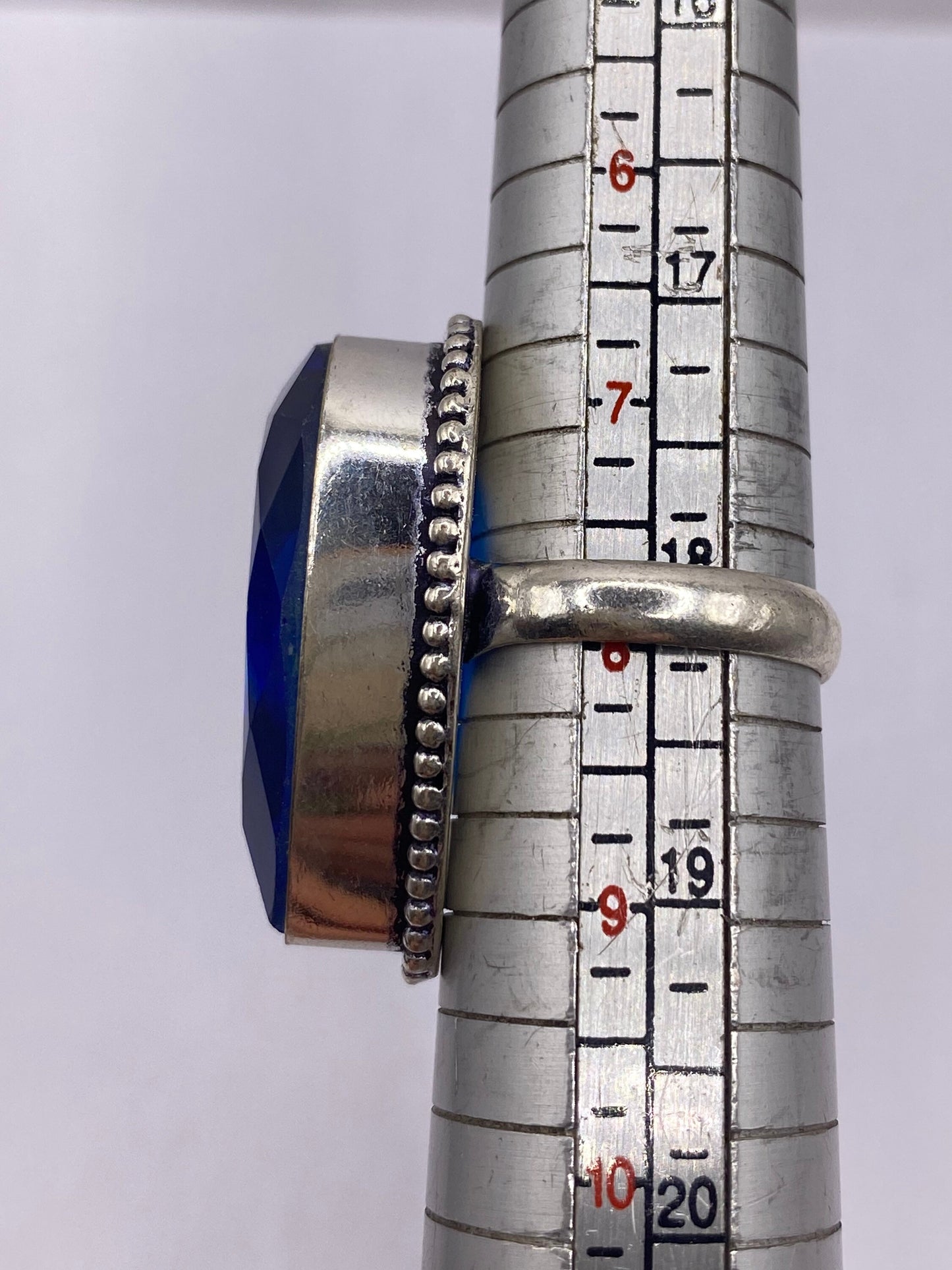 Vintage Deep Blue Volcanic Art Glass Ring