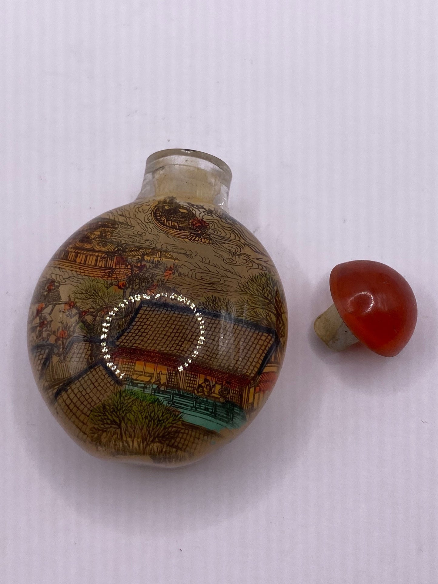 Vintage Hand Painted Glass Bottle Snuff Perfume Flask