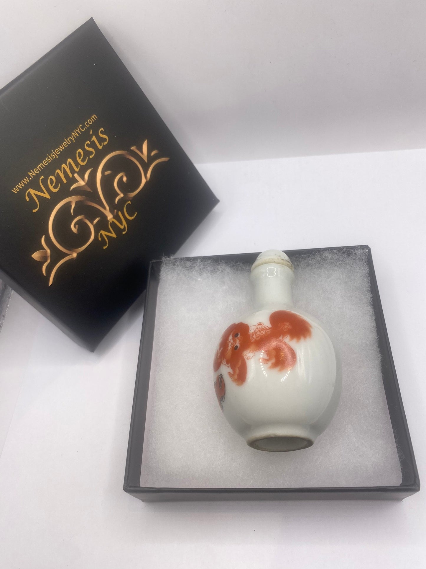 Vintage Dragon Bottle Snuff Perfume Flask Hand Painted Porcelain