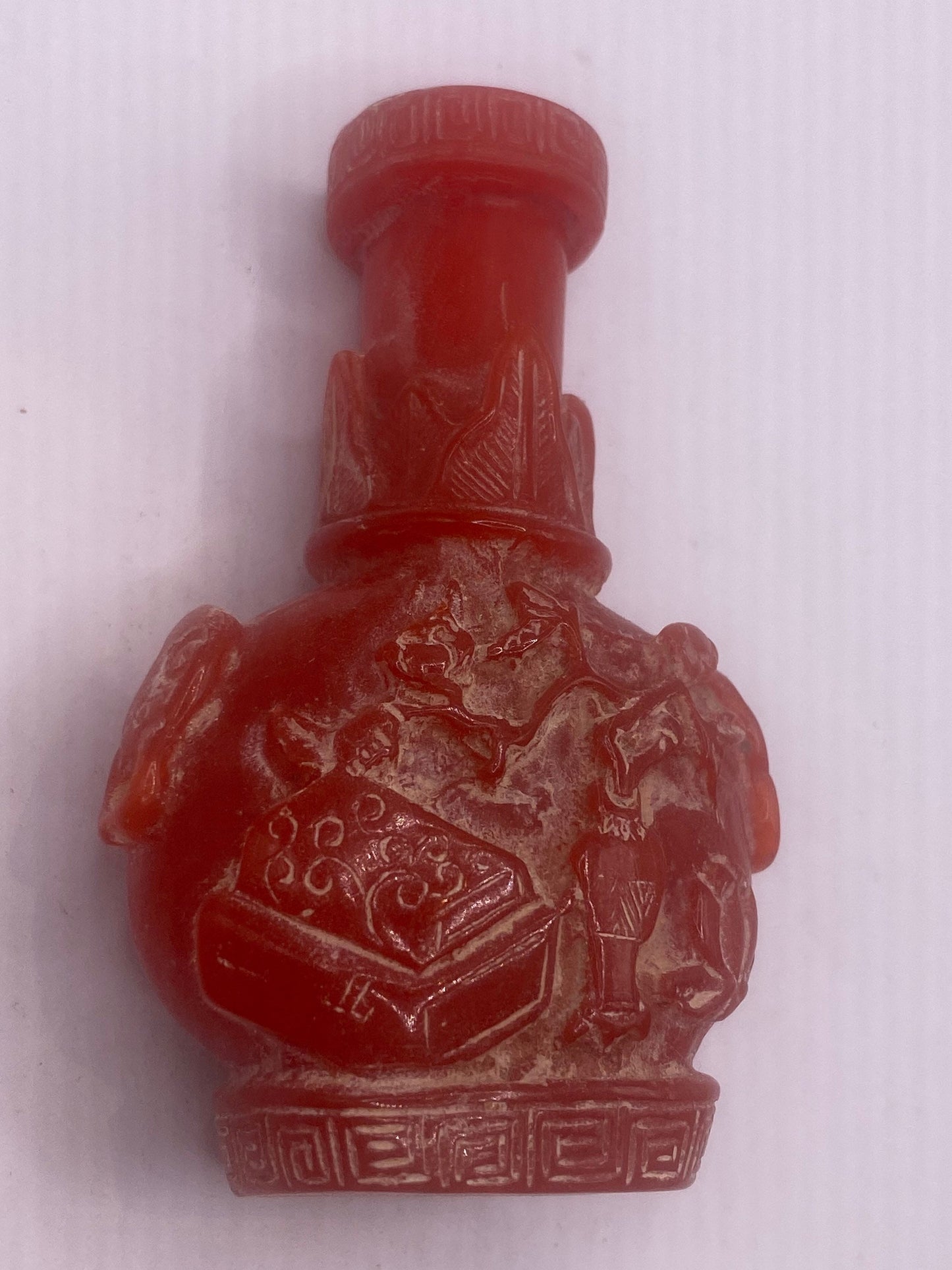 Vintage Dragon Bottle Snuff Perfume Flask Cinnabar Resin