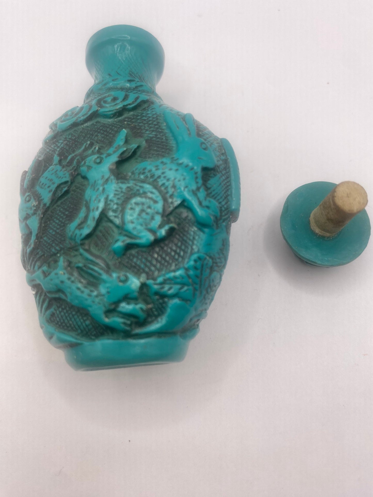 Vintage Dragon Bottle Snuff Perfume Flask Cinnabar Resin