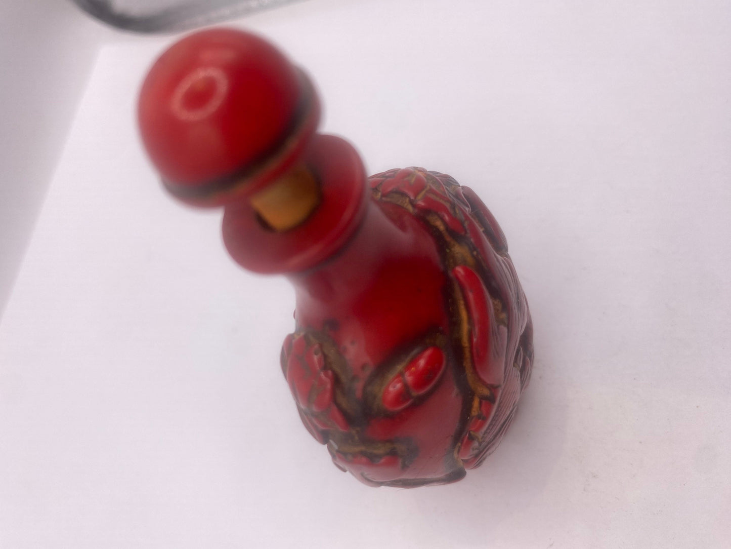 Vintage Dragon Bottle Snuff Perfume Flask Cinnabar Resin