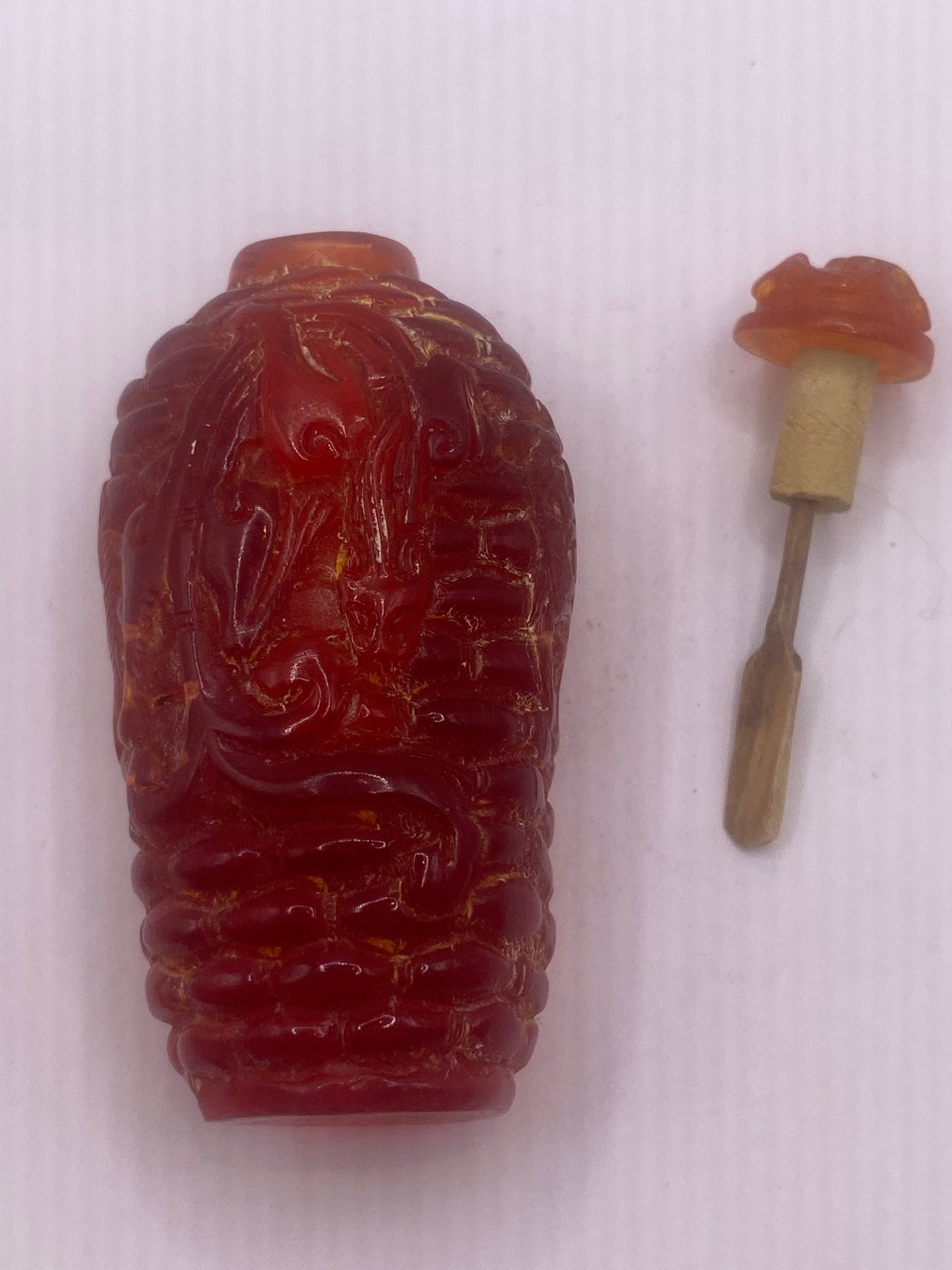Vintage Dragon Bottle Snuff Perfume Flask Cinnabar Resin