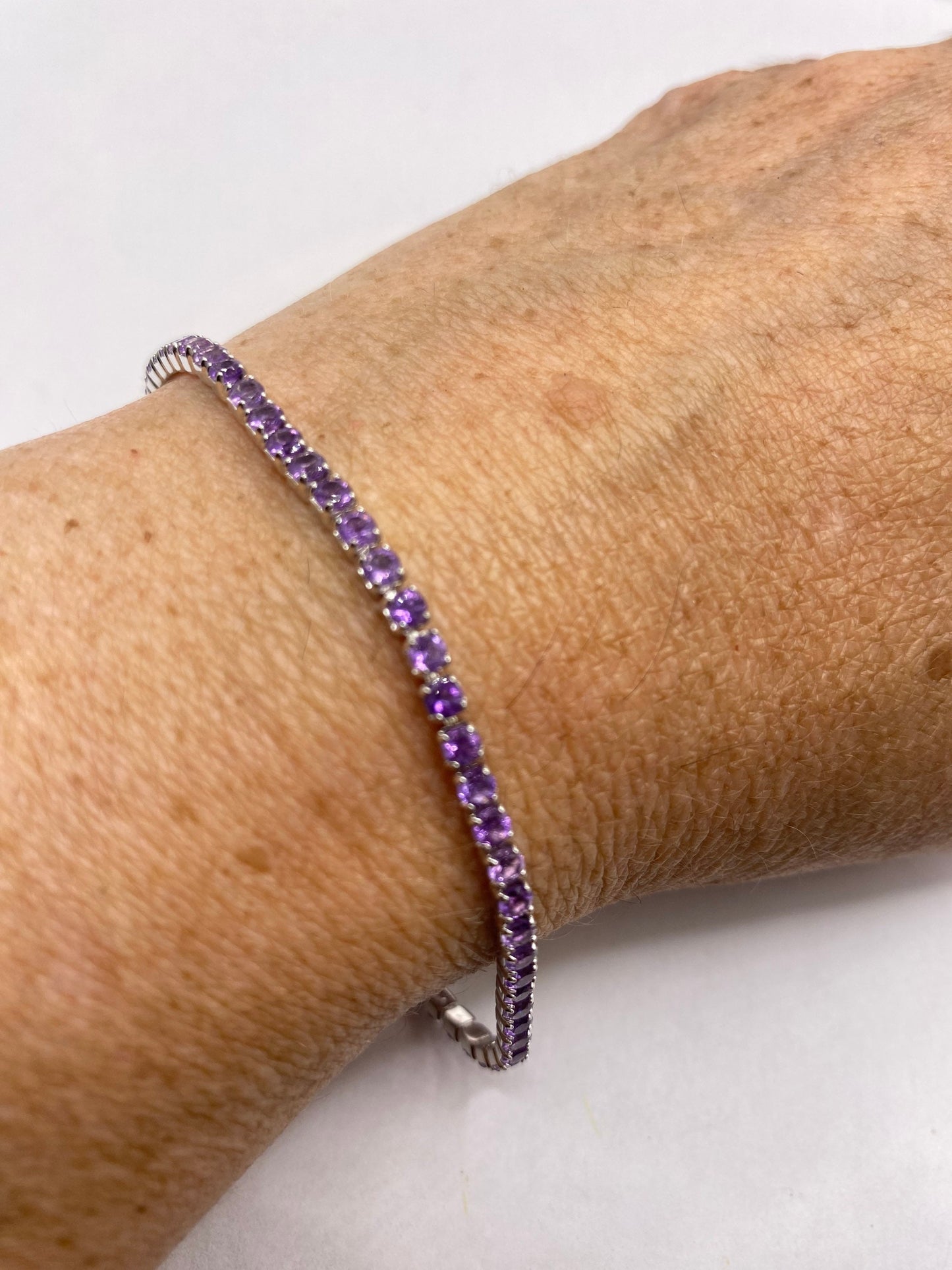 Vintage Amethyst Bracelet 925 Sterling Silver Purple Deco