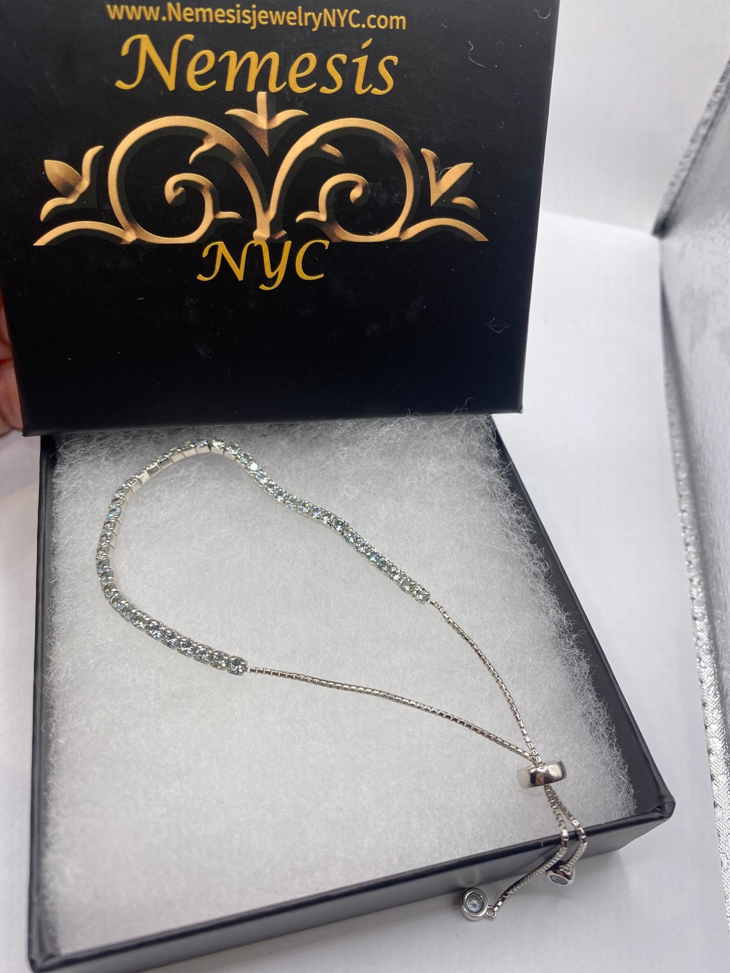 Vintage Blue Topaz 925 Sterling Silver Adjustable Tennis Bracelet