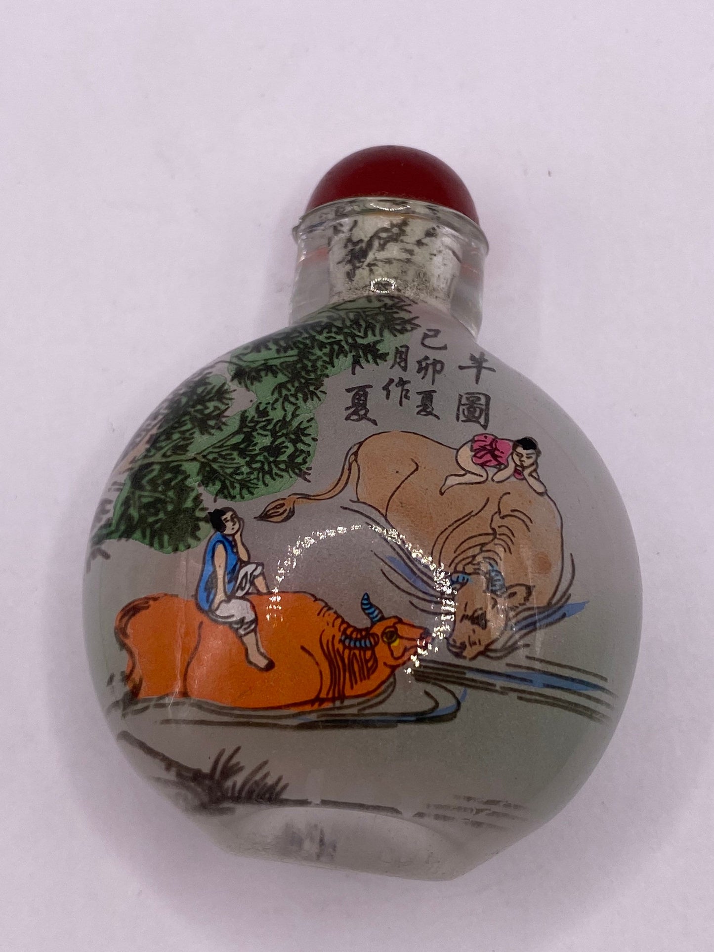 Vintage Hand Painted Glass Bottle Snuff Perfume Flask