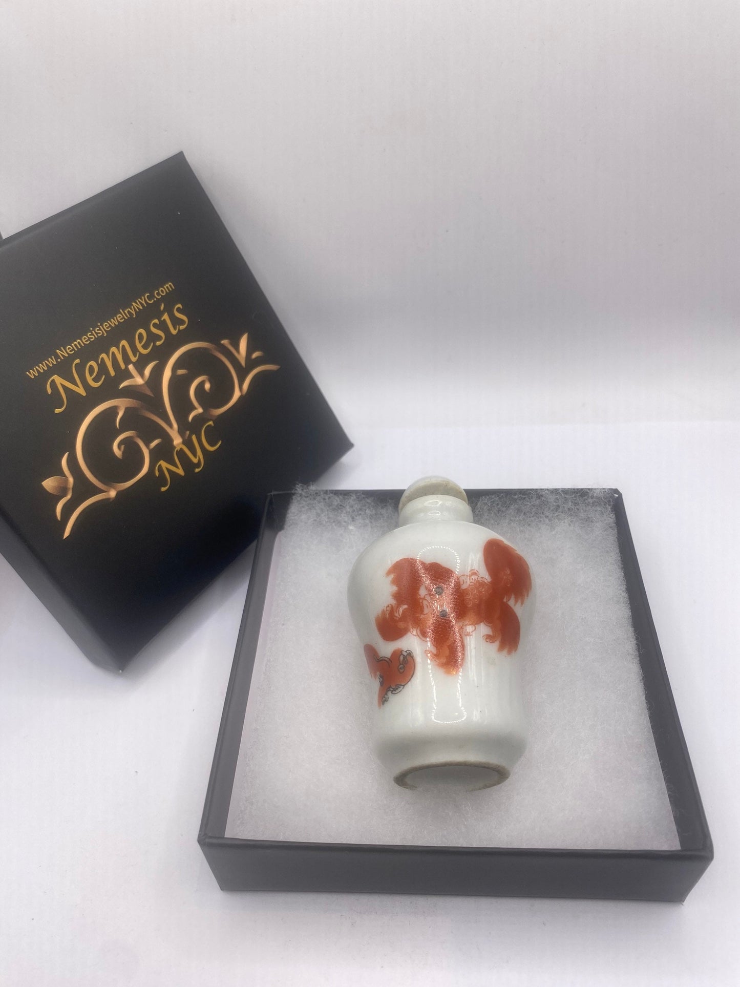 Vintage Dragon Bottle Snuff Perfume Flask Hand Painted Porcelain