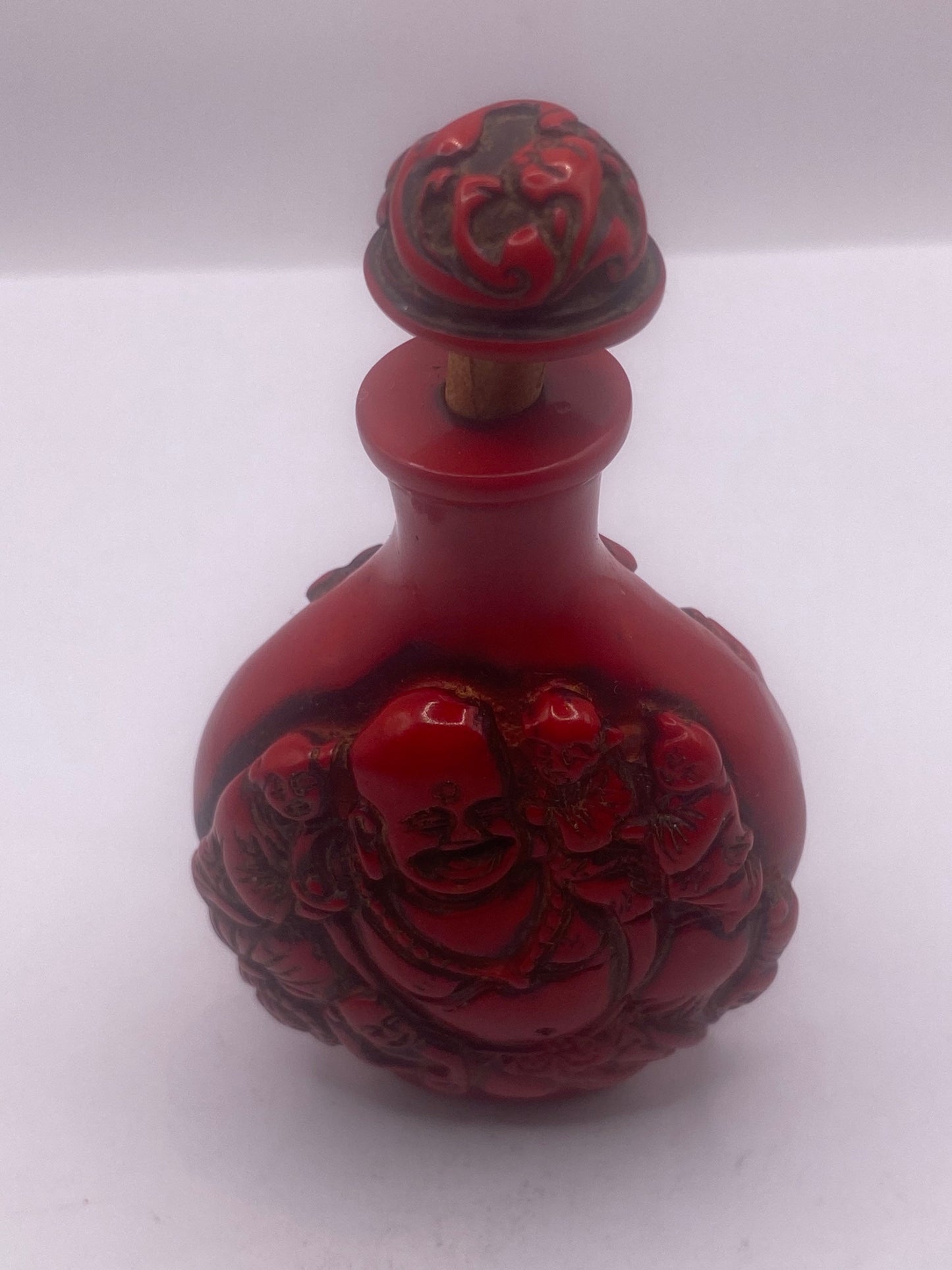Vintage Dragon Bottle Snuff Perfume Flask Cinnabar Resin
