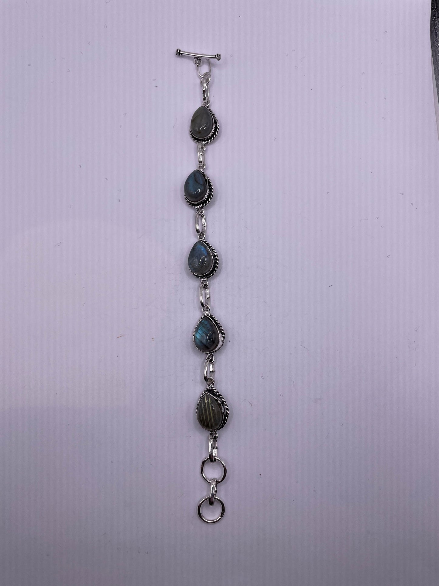 Vintage White Opal glass Silver Tennis Bracelet