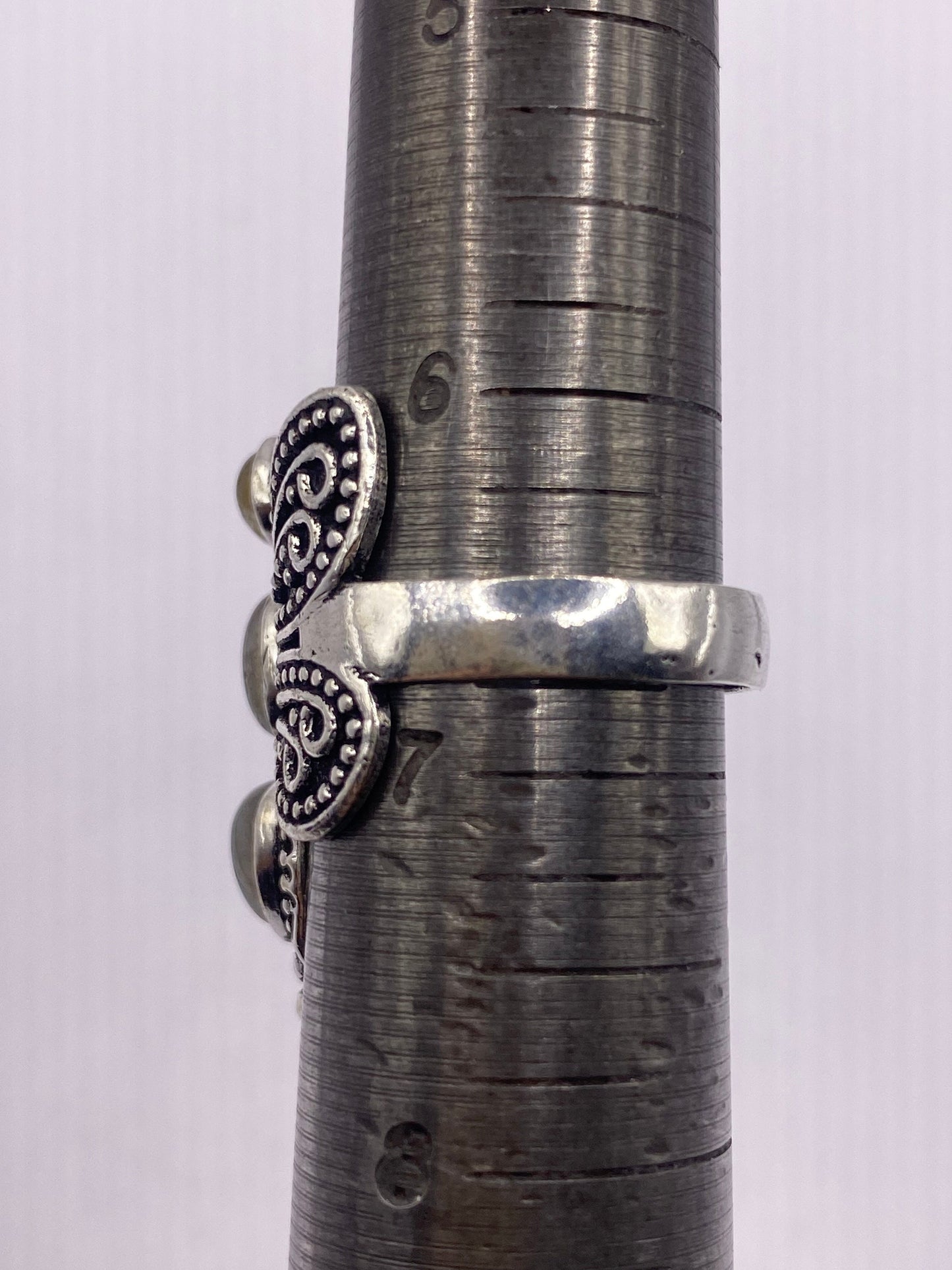 Vintage Blue Green Labradorite Moonstone Cocktail Ring