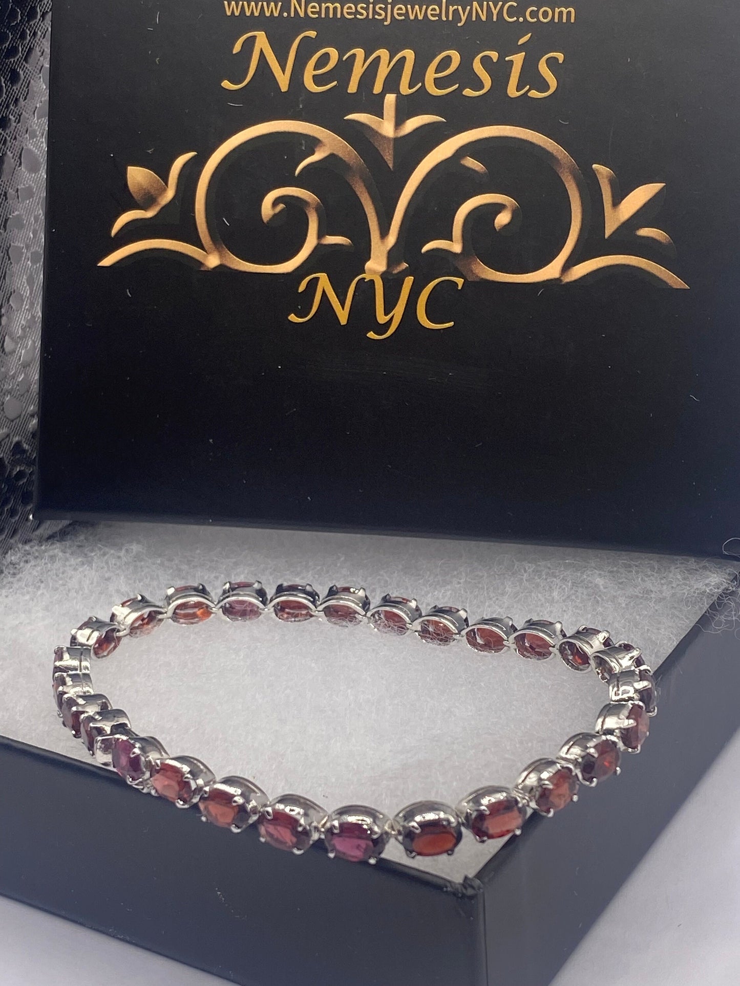 Vintage Bohemian Red Garnet Bracelet 925 Sterling Silver