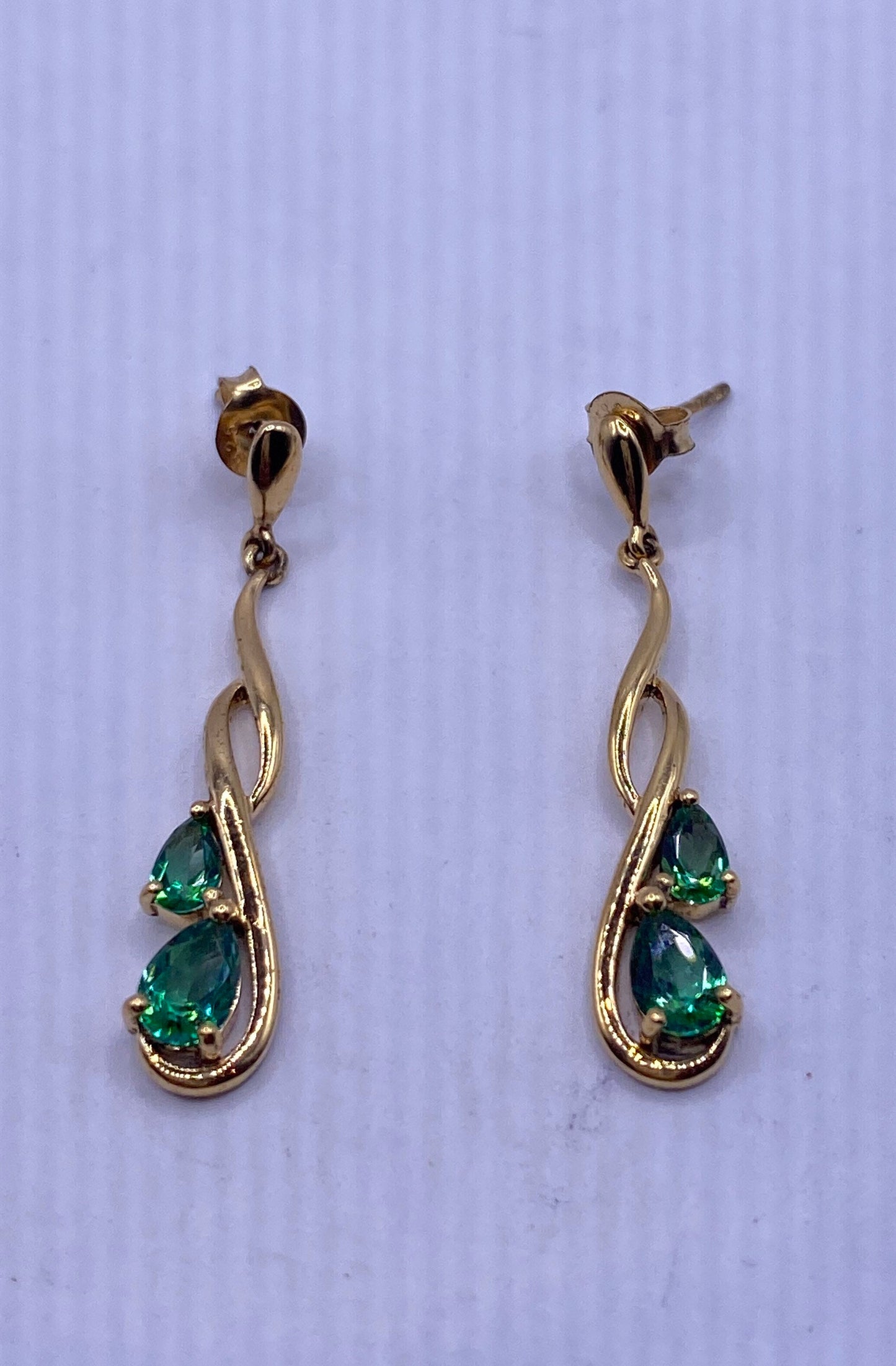 Vintage Golden 925 Sterling Silver Chrome Diopside Earrings