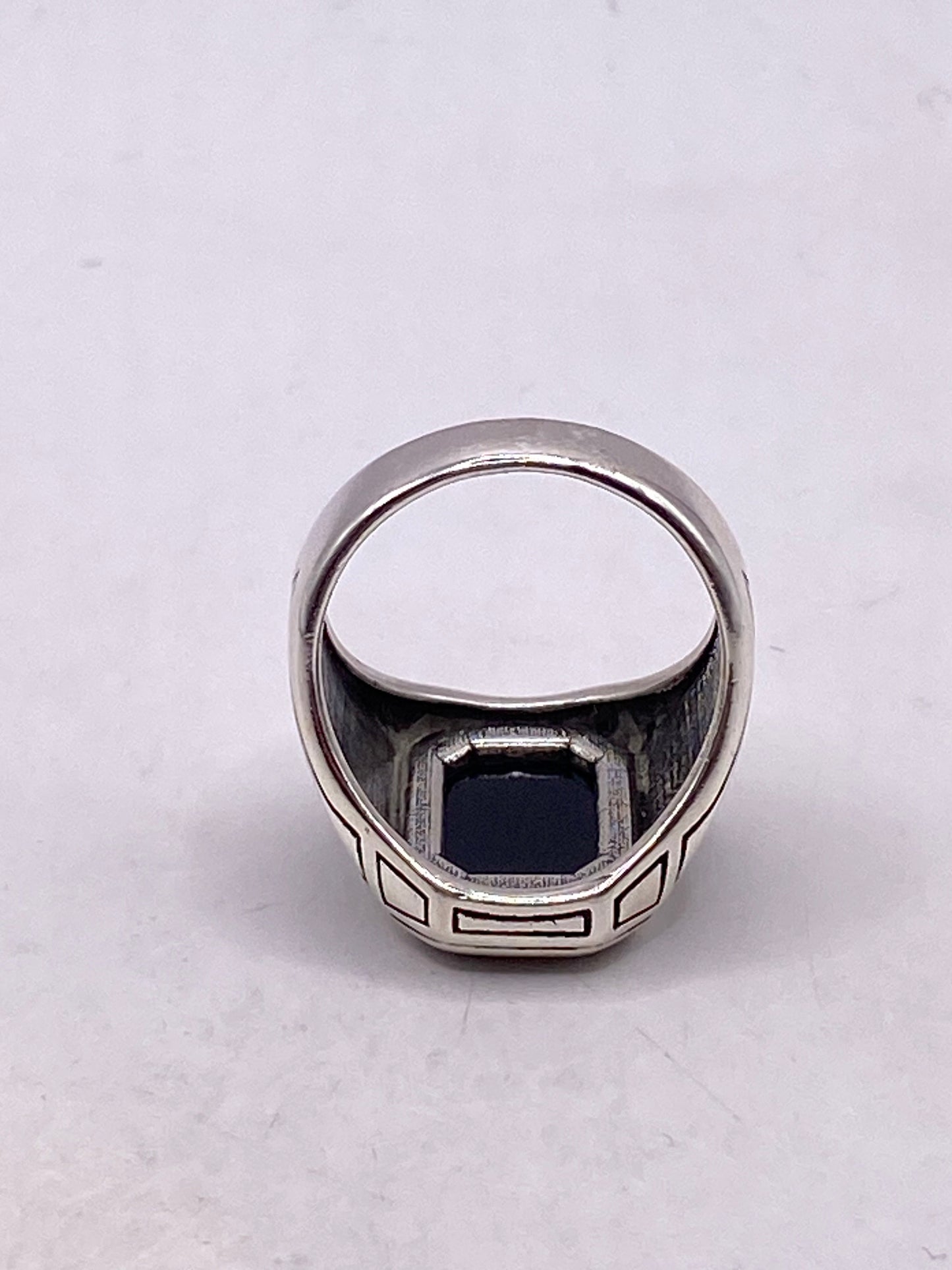 Vintage Onyx Mens Ring 925 Sterling Silver Gothic Genuine Black Onyx