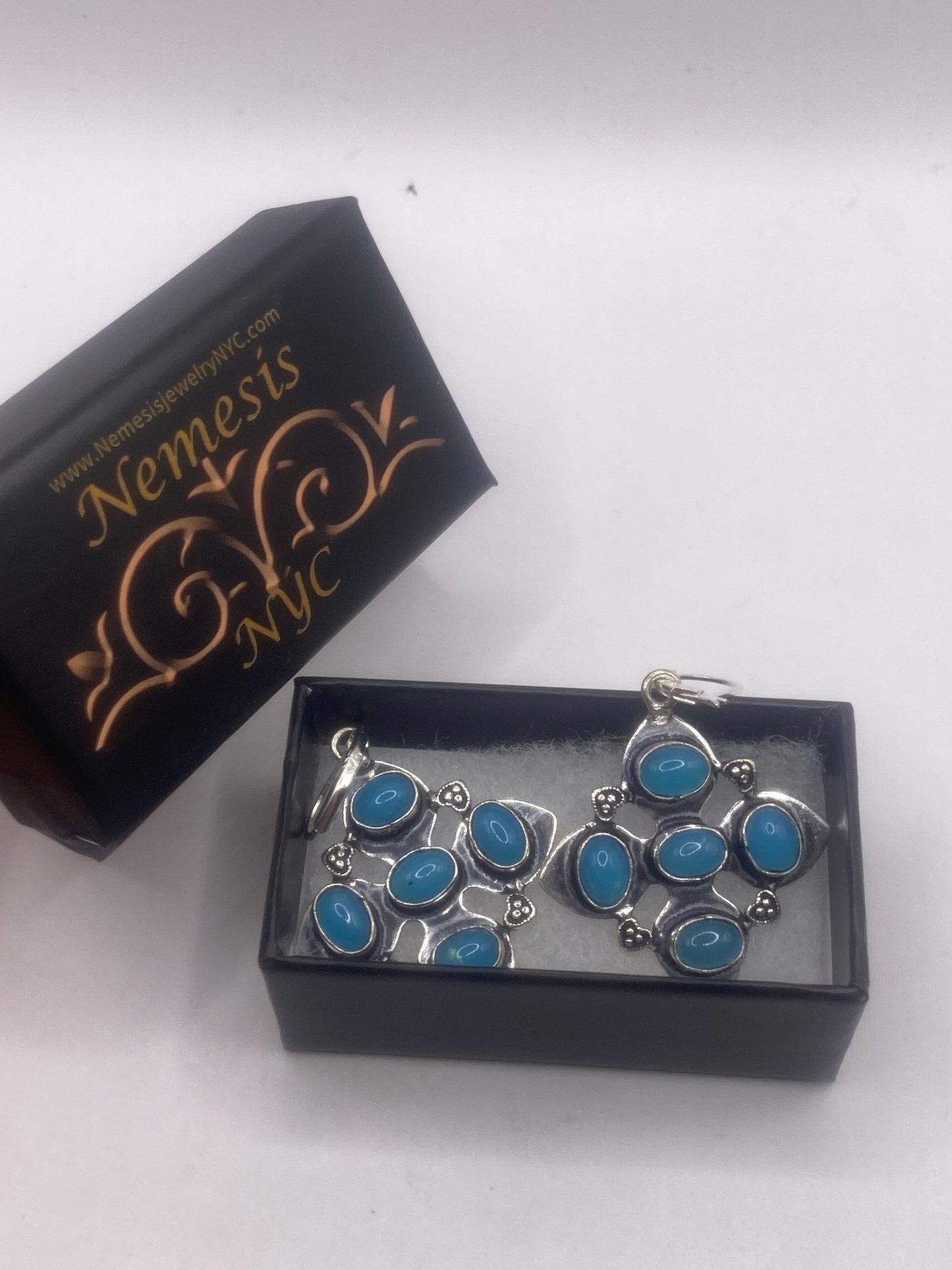 Vintage Blue Chalcedony Earrings Silver Lever back Dangle