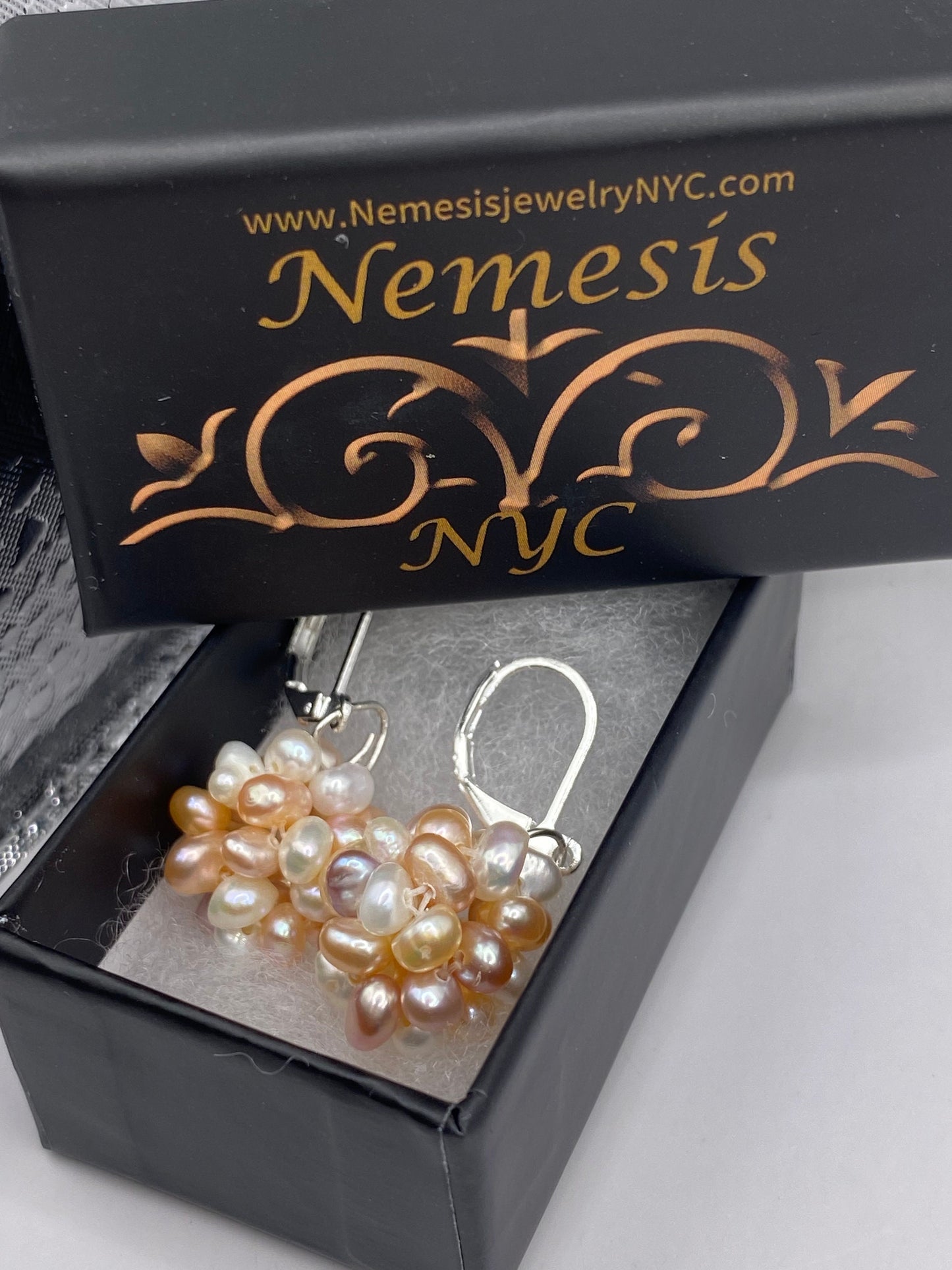 Vintage Genuine Pearl Sterling Silver Dangle Earrings