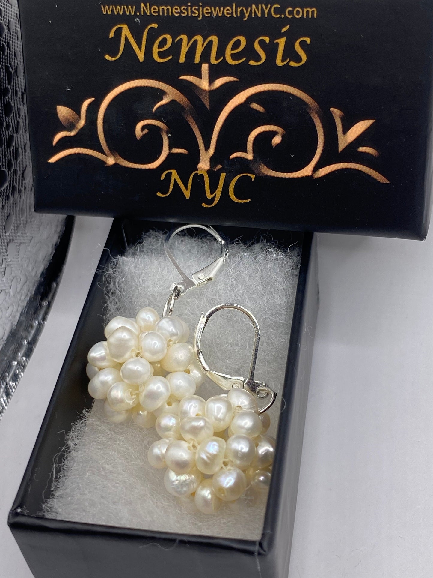 Vintage Genuine Pearl Sterling Silver Dangle Earrings
