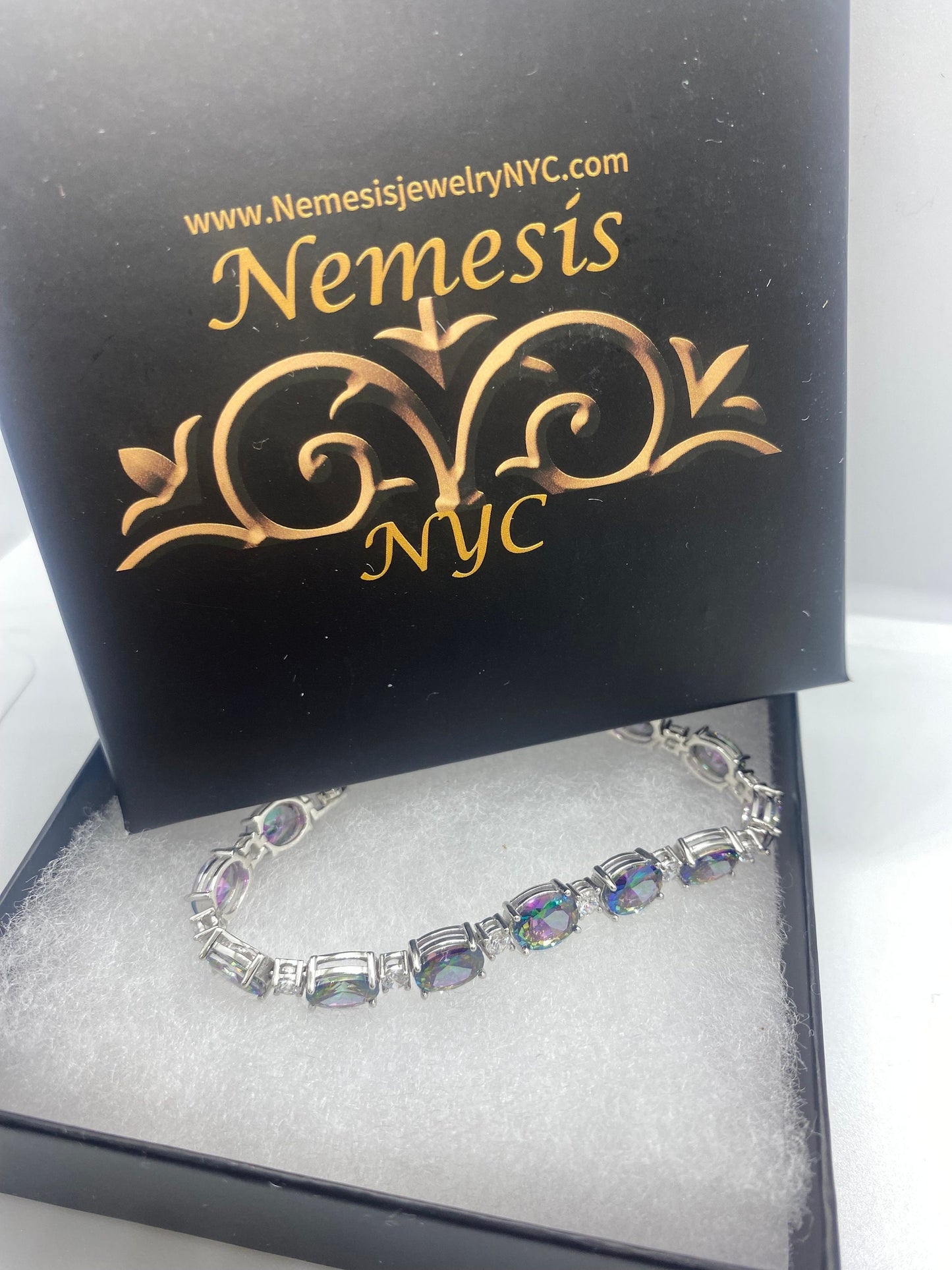 Vintage Silver Tennis Bracelet | Blue Mystic Topaz 925 Sterling Silver Tennis Bracelet